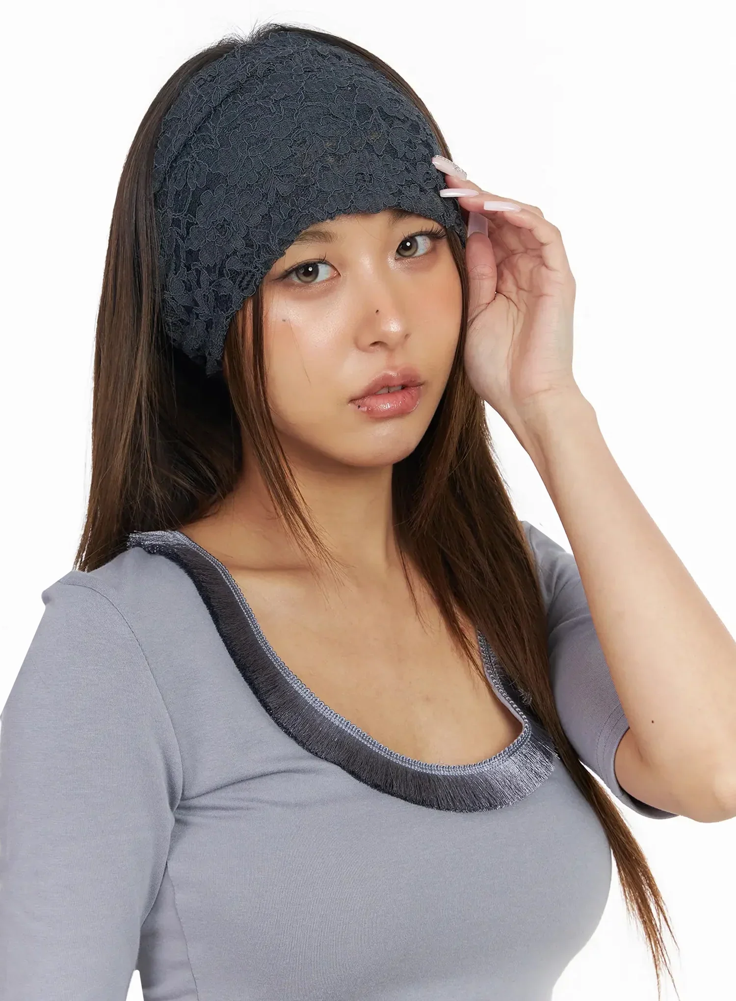Floral Lace Wide Headband IY501 - Image 2