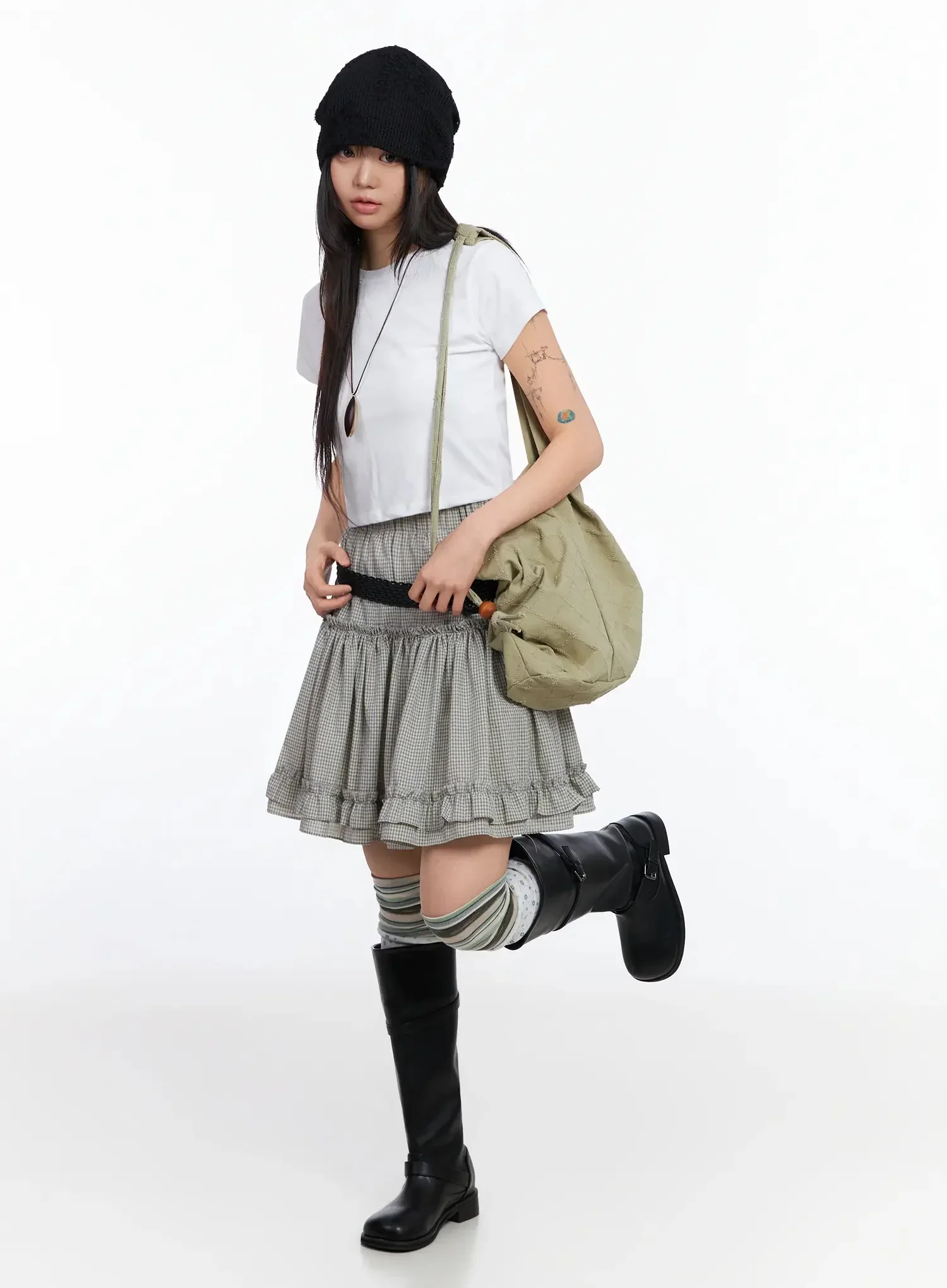 Floral Mesh Knit Beanie IA523 - Image 5