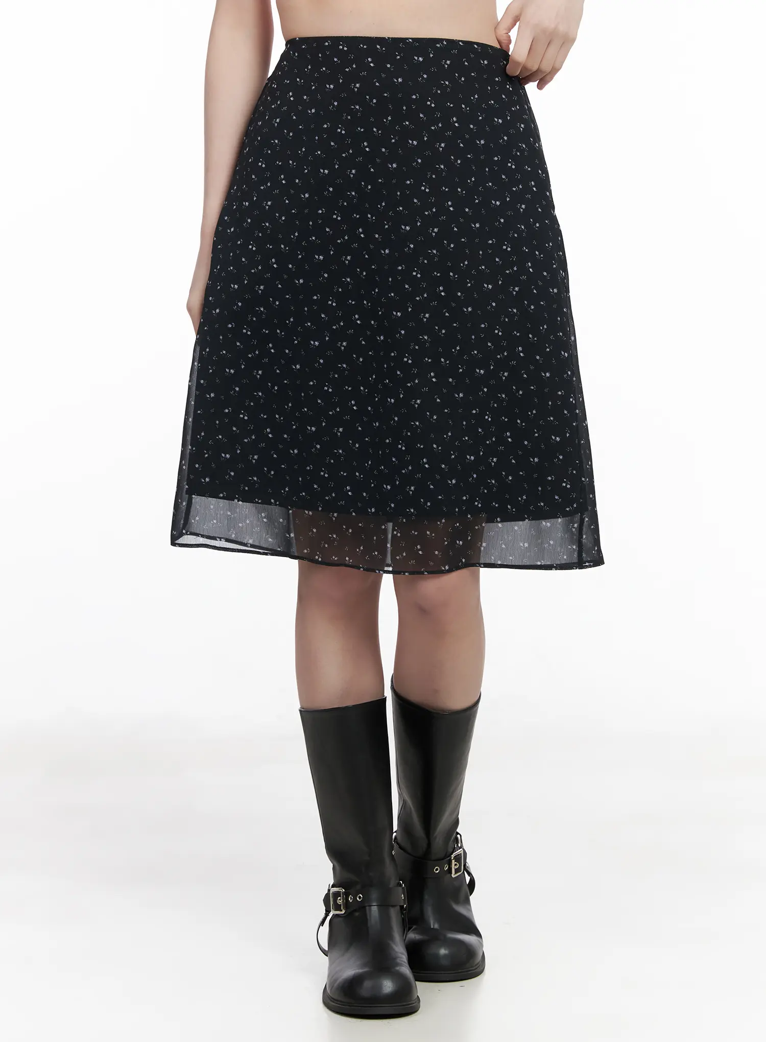 Floral Midi Chiffon Skirt CA510