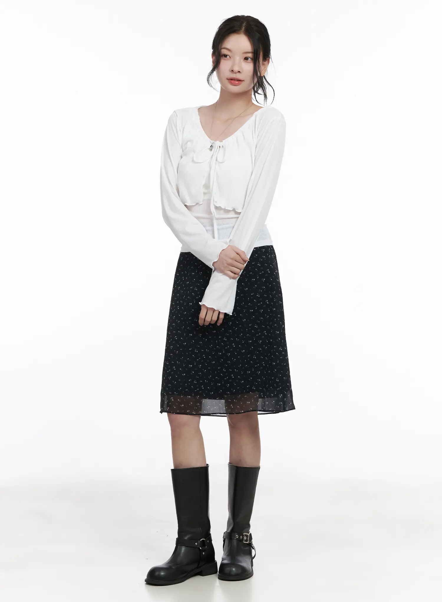 Floral Midi Chiffon Skirt CA510 - Image 2