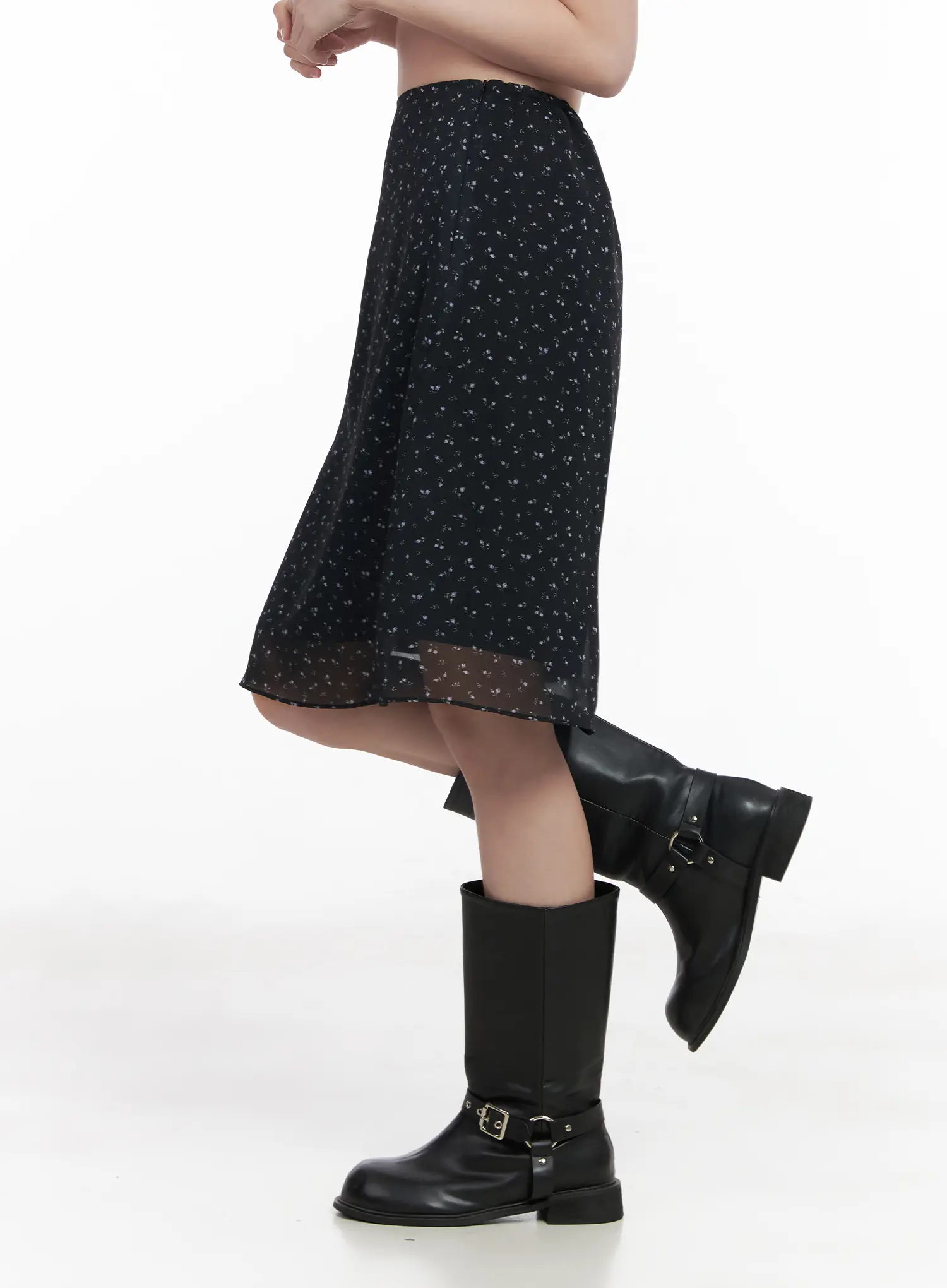 Floral Midi Chiffon Skirt CA510 - Image 3