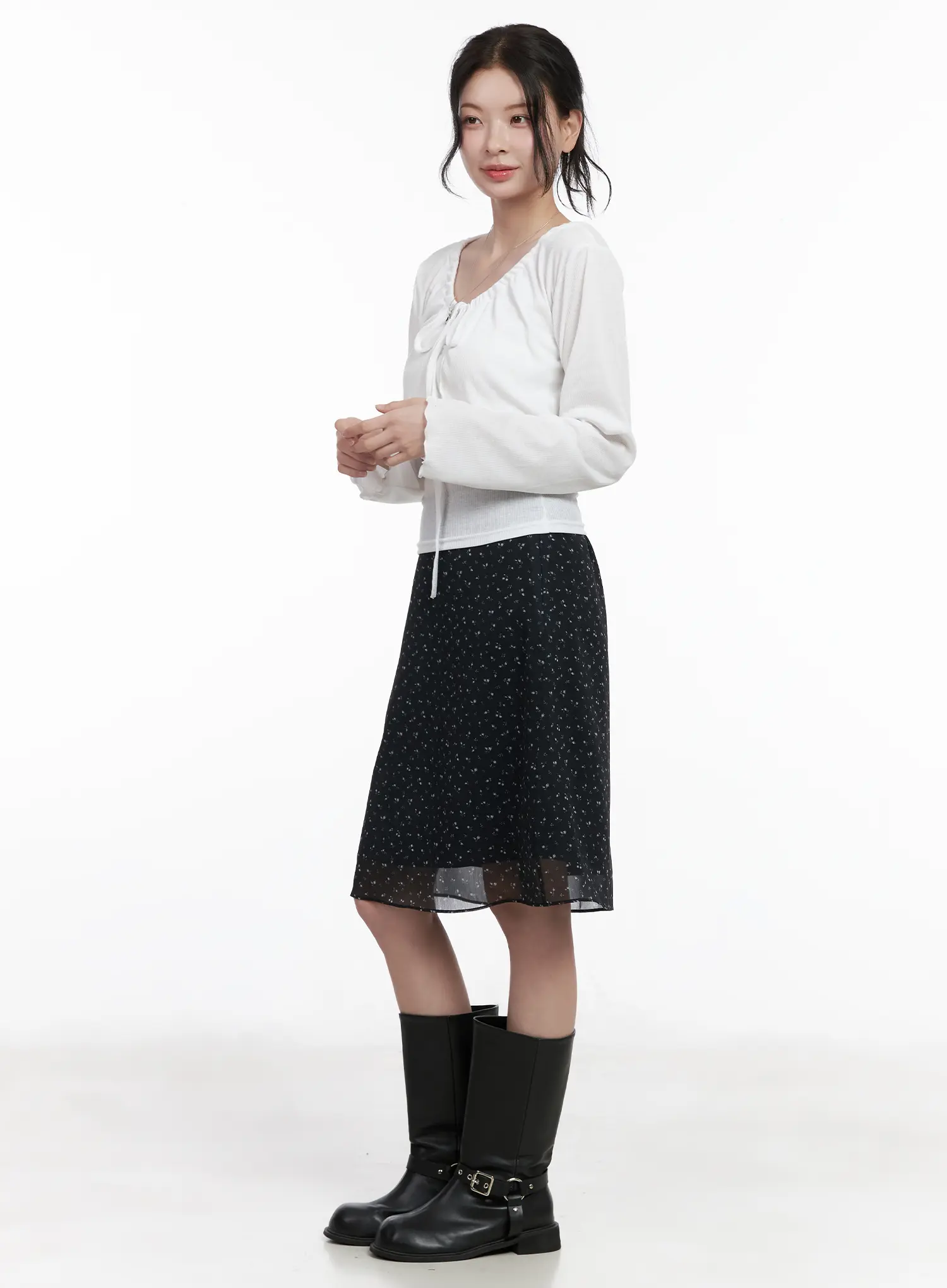 Floral Midi Chiffon Skirt CA510 - Image 6