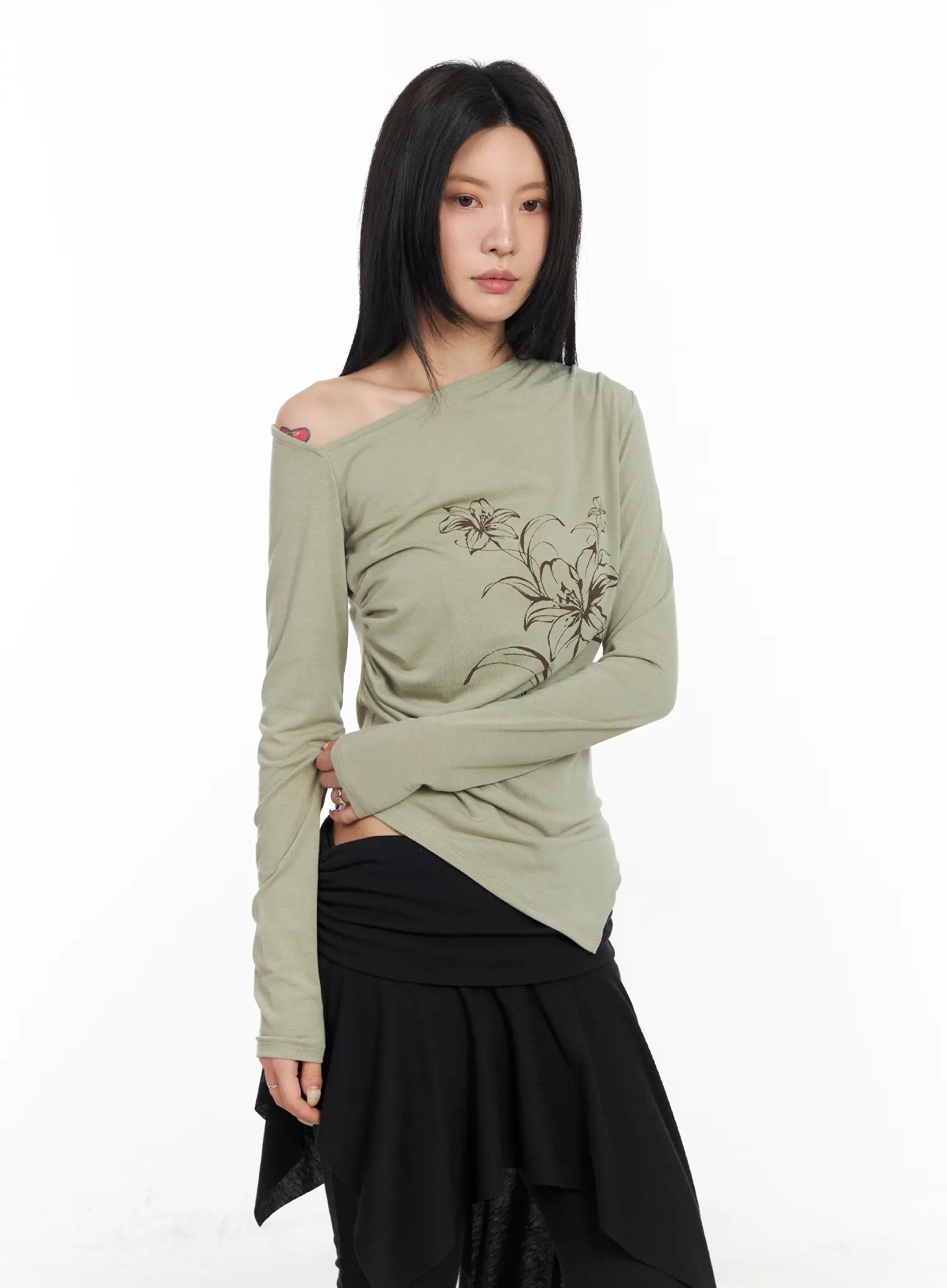 Floral Off-Shoulder Long Sleeve Top CM516 - Image 6