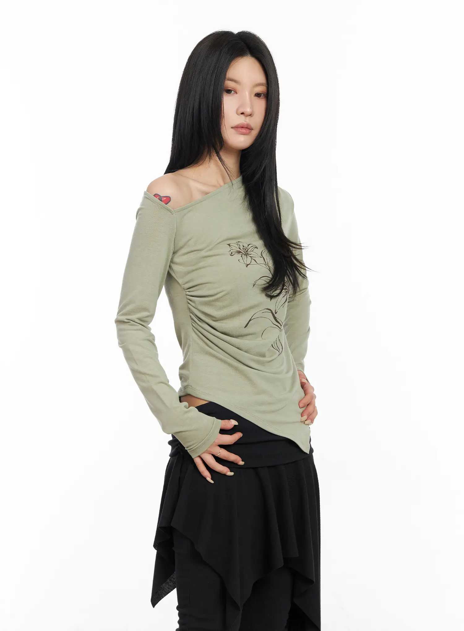 Floral Off-Shoulder Long Sleeve Top CM516 - Image 9