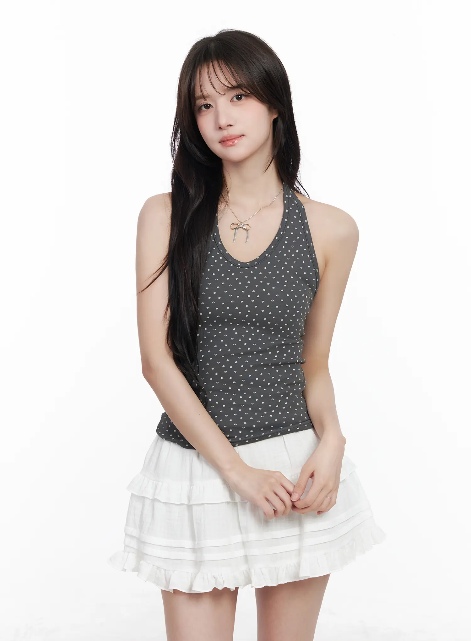 Floral Pattern Halter Crop Top CM527 - Image 2