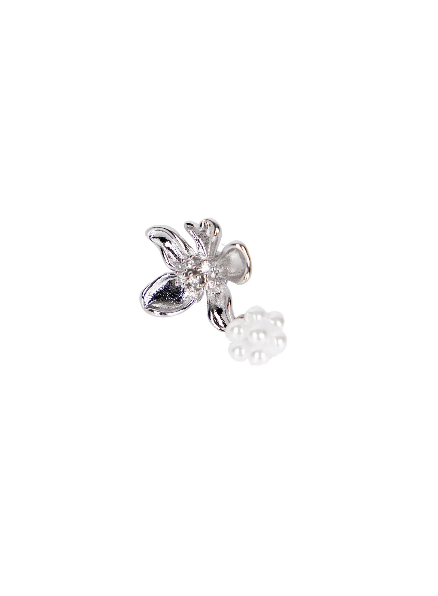 Floral Pearl Drop Earrings CA517 - Image 4