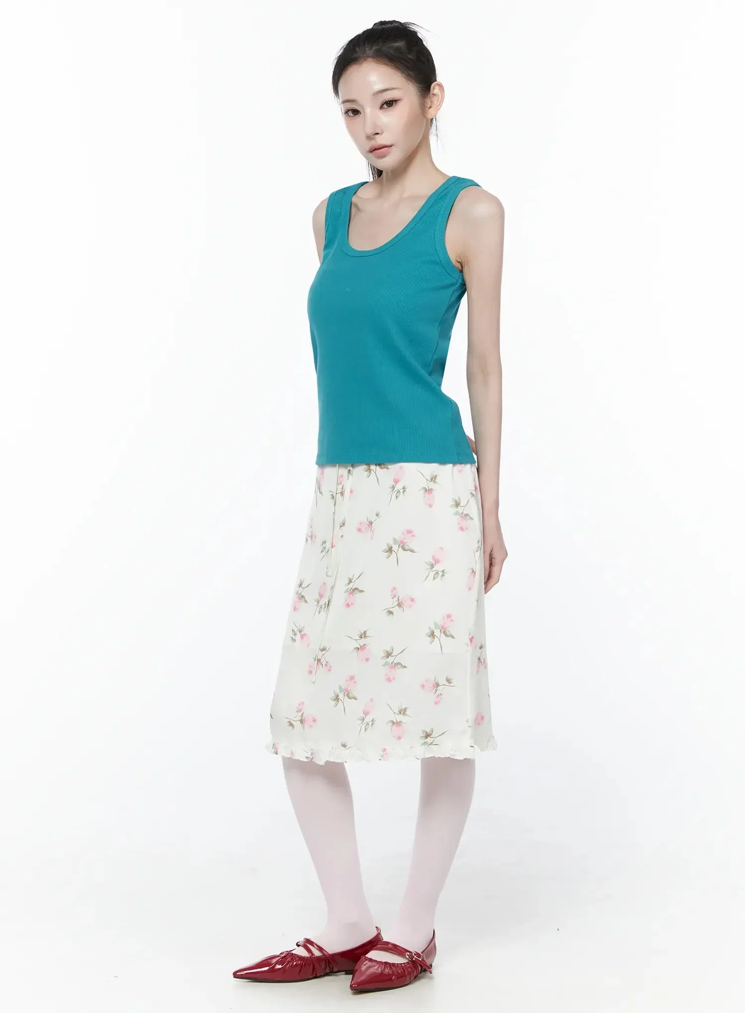 Floral Print Ruffle Hem Midi Skirt IY515 - Image 13