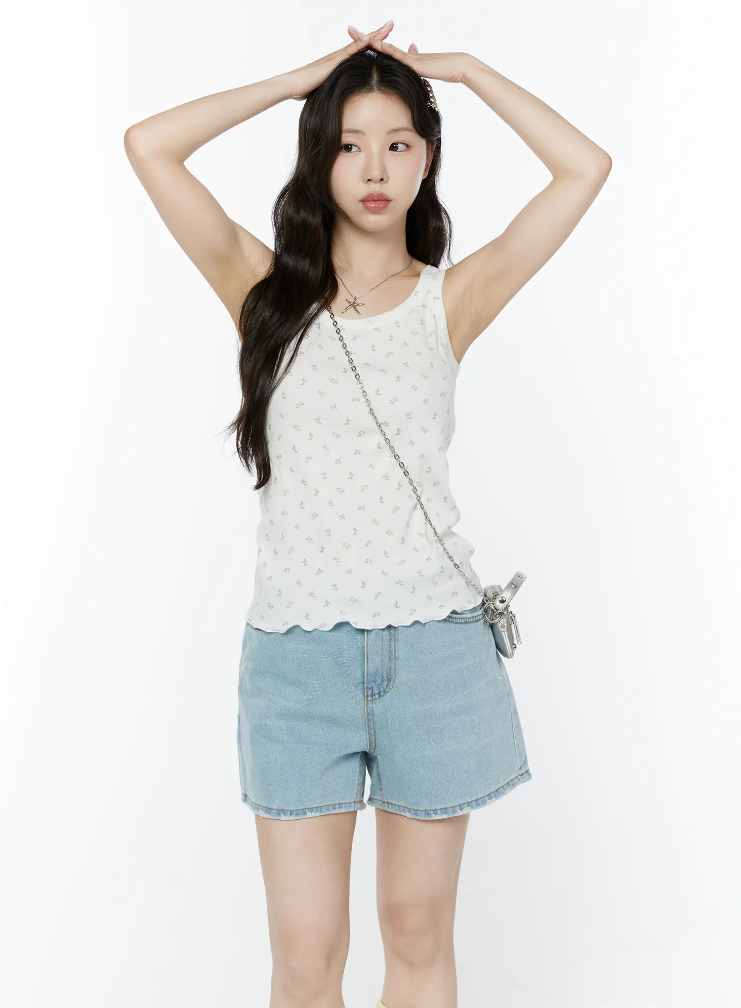Floral Ribbed Double Strap Tank IY507