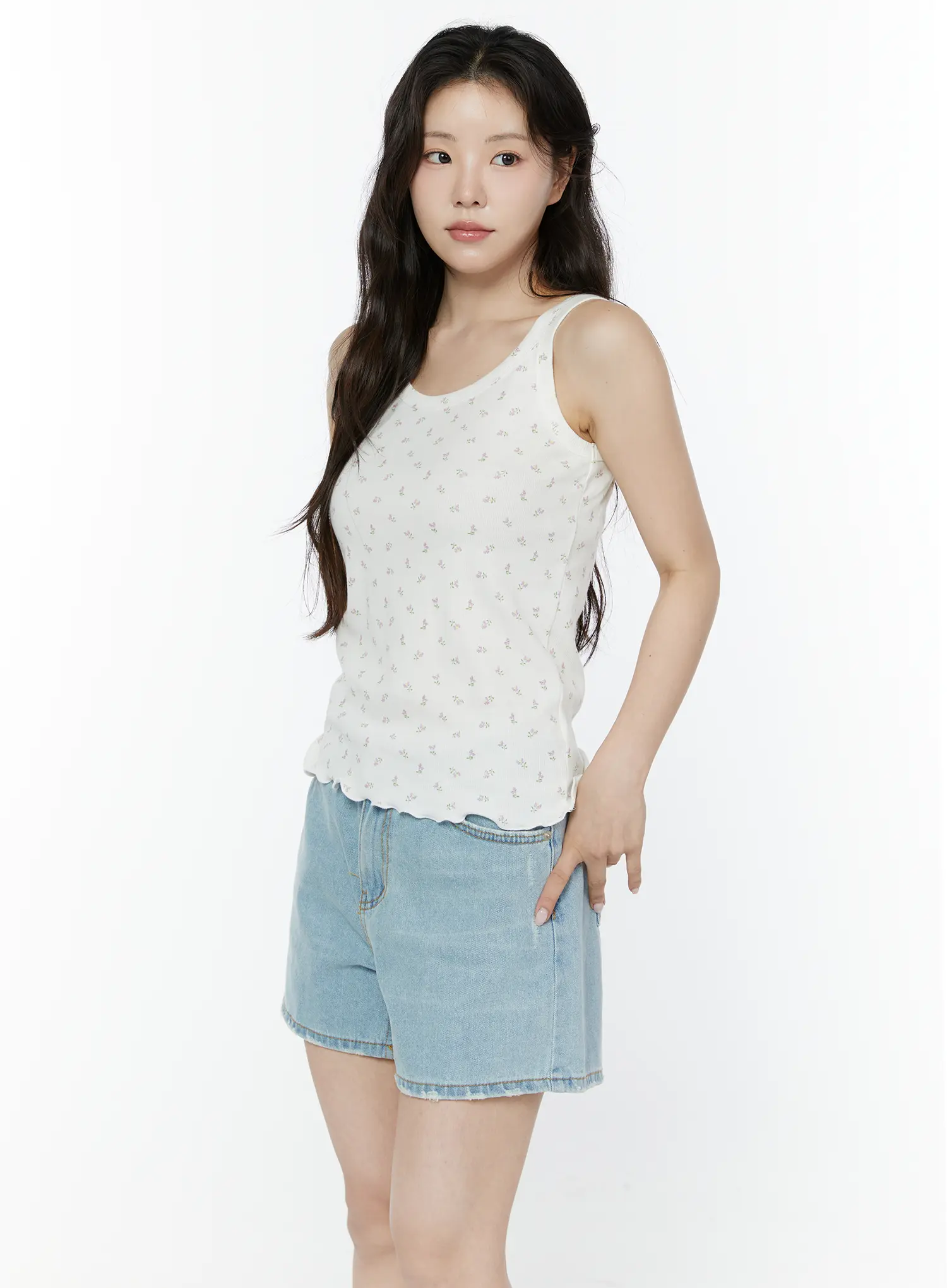 Floral Ribbed Double Strap Tank IY507 - Image 12