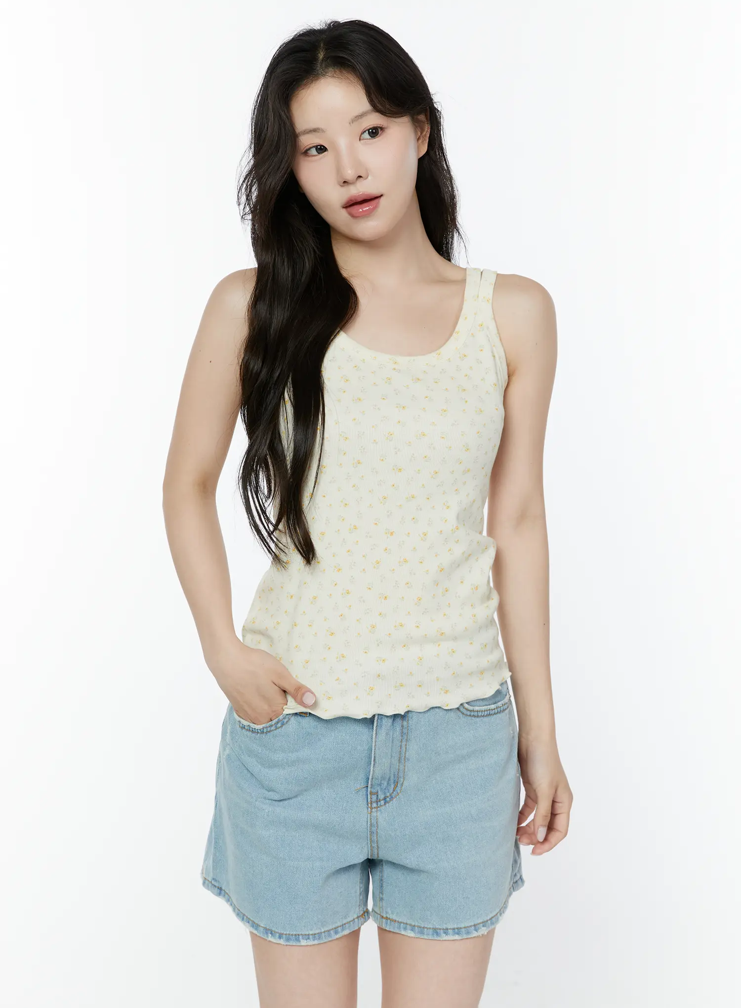 Floral Ribbed Double Strap Tank IY507 - Image 14