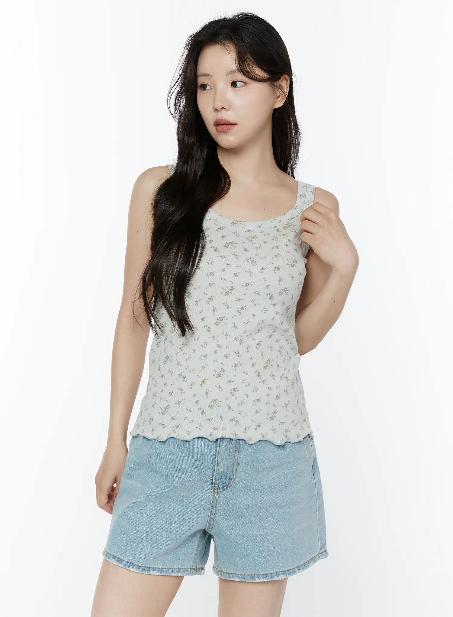 Floral Ribbed Double Strap Tank IY507 - Image 16