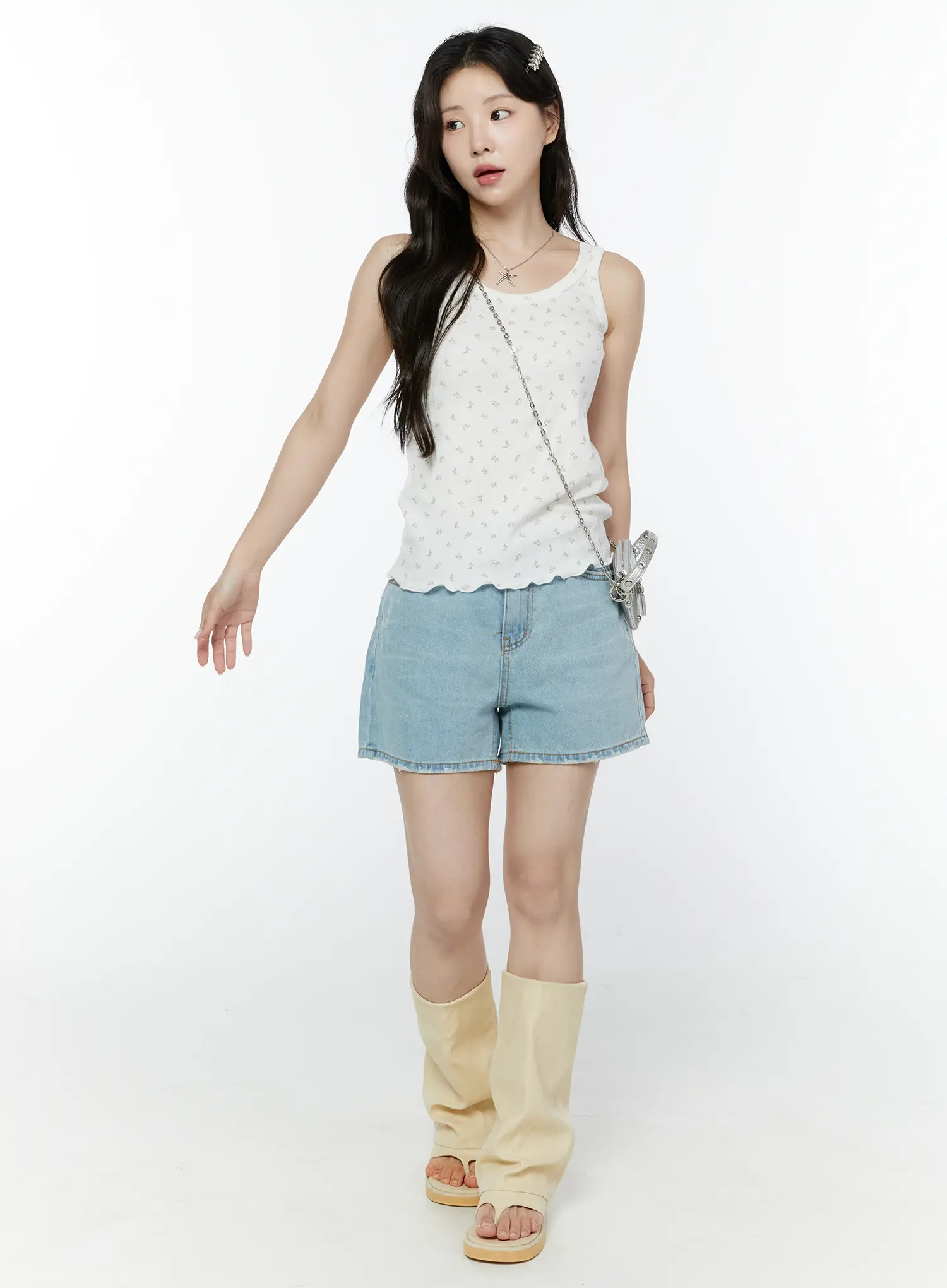 Floral Ribbed Double Strap Tank IY507 - Image 3