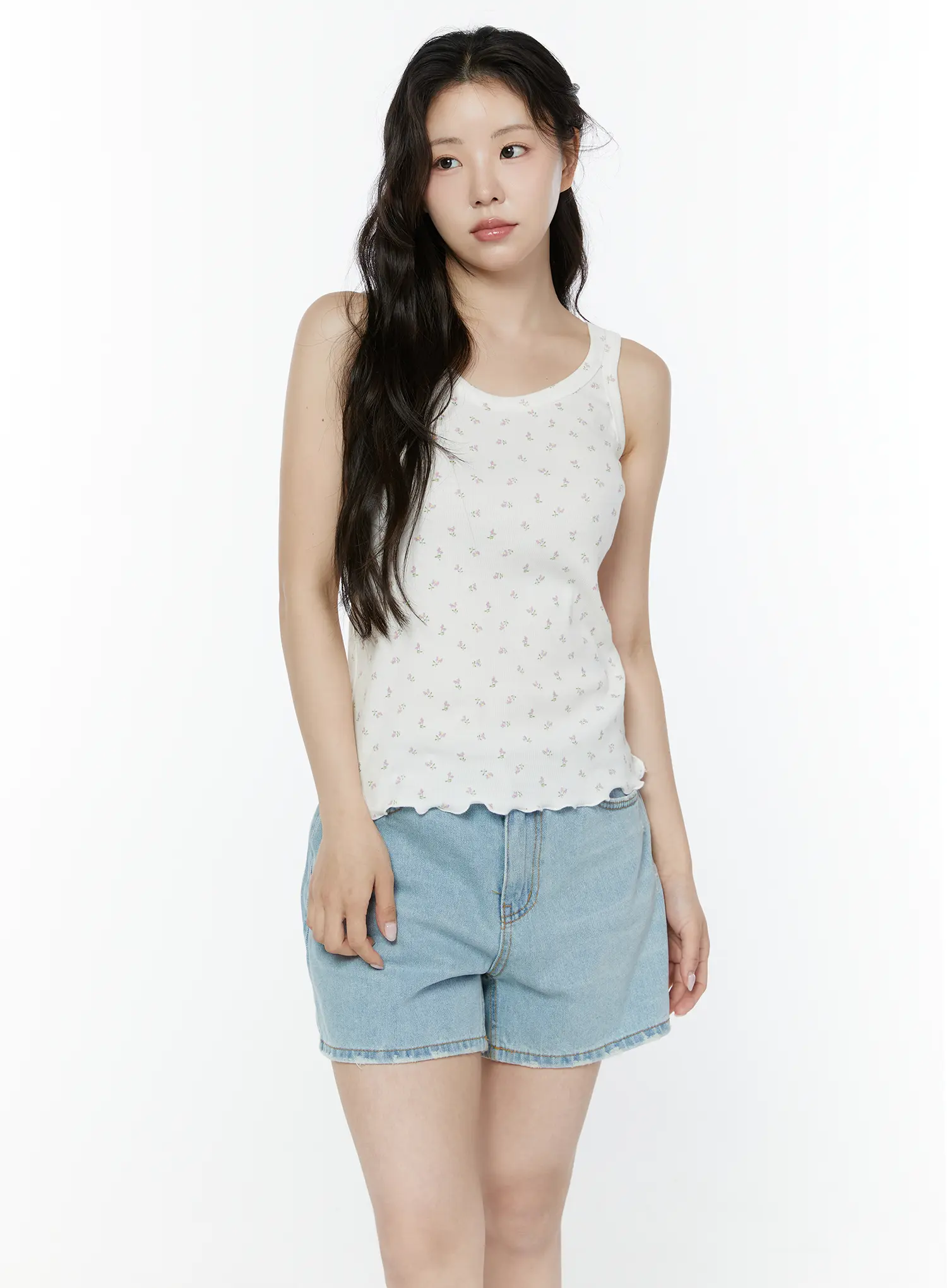 Floral Ribbed Double Strap Tank IY507 - Image 6