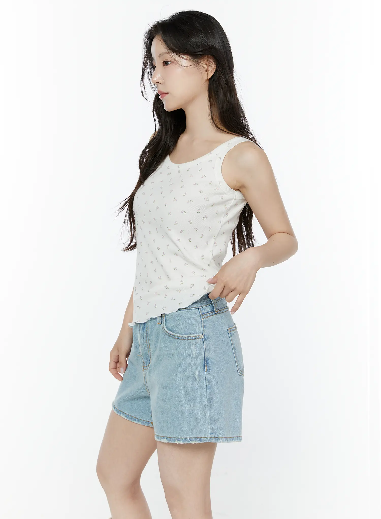 Floral Ribbed Double Strap Tank IY507 - Image 7