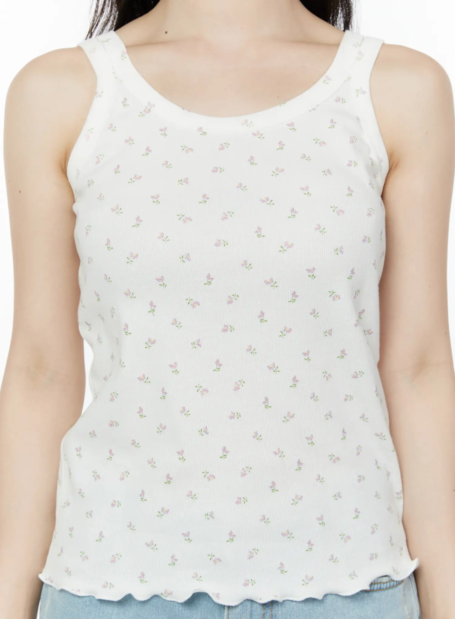 Floral Ribbed Double Strap Tank IY507 - Image 8