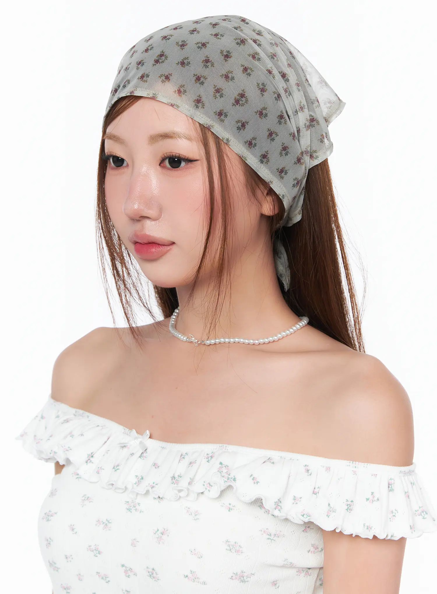 Floral Sheer Kerchief CA514 - Image 2