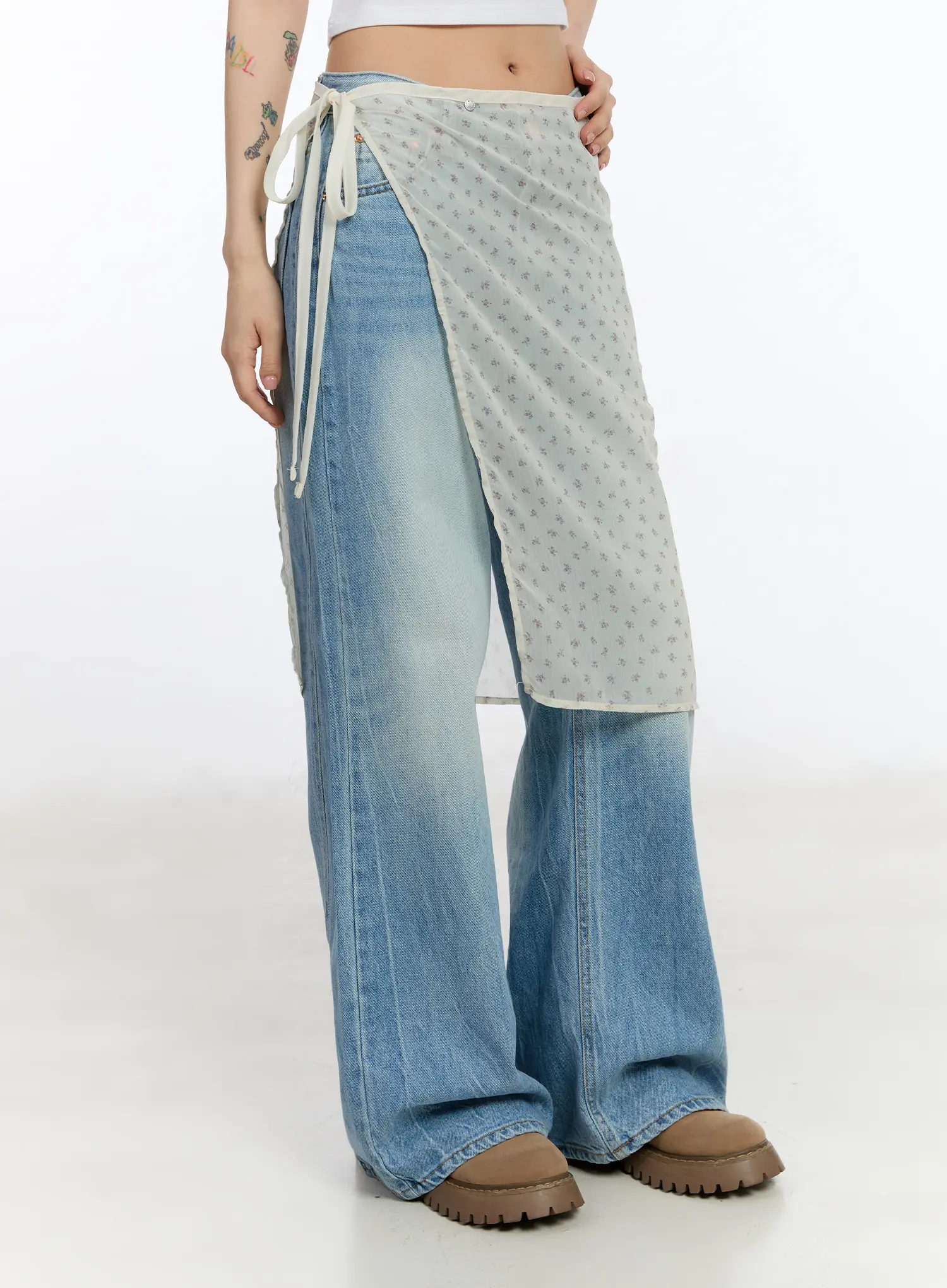 Floral Sheer Layered Skirt CA508 - Image 4