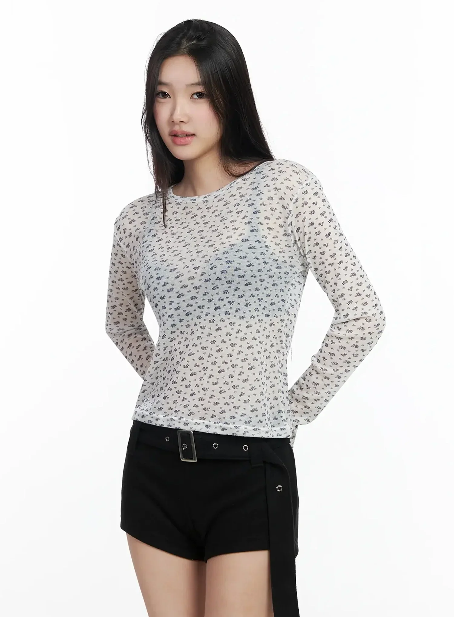 Floral Sheer Long Sleeve Top IM502 - Image 6