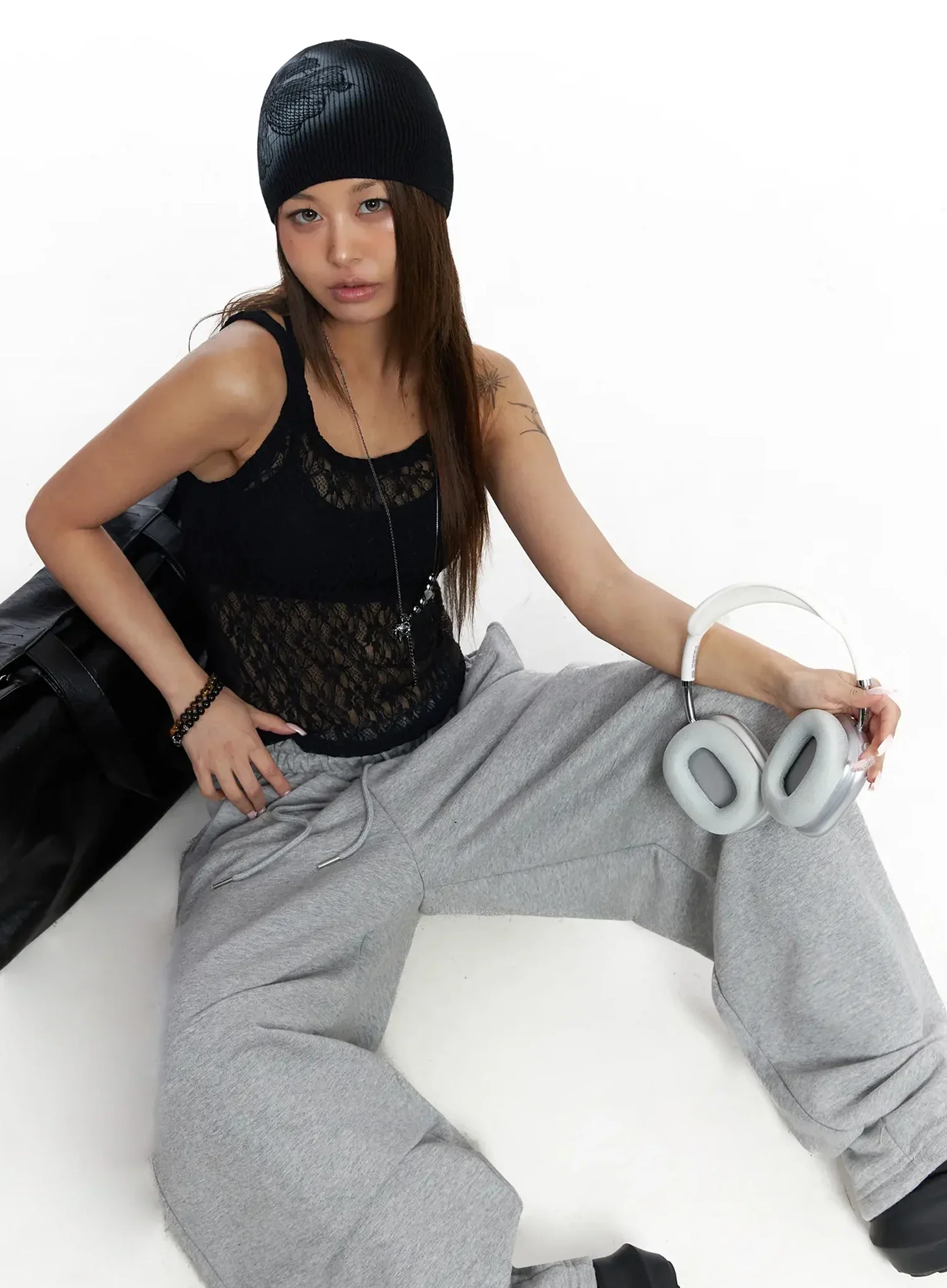 Floral Stencil Beanie IY501 - Image 3