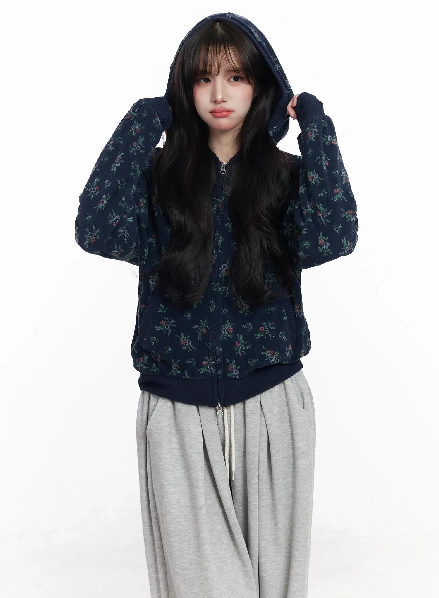 Floral Two-Way Hoodie IJ529