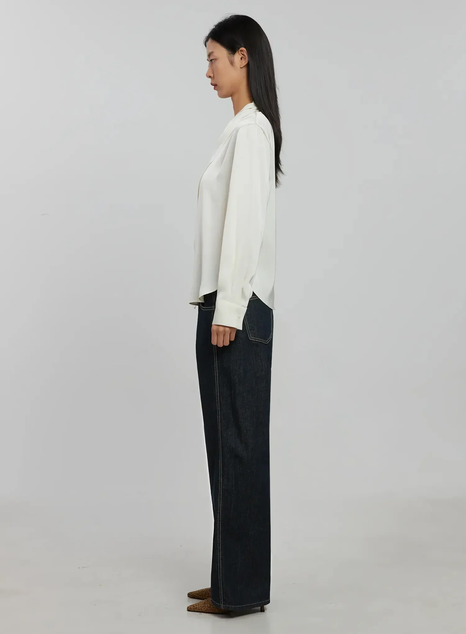 Flowy Neck Tie Blouse IJ509 - Image 6