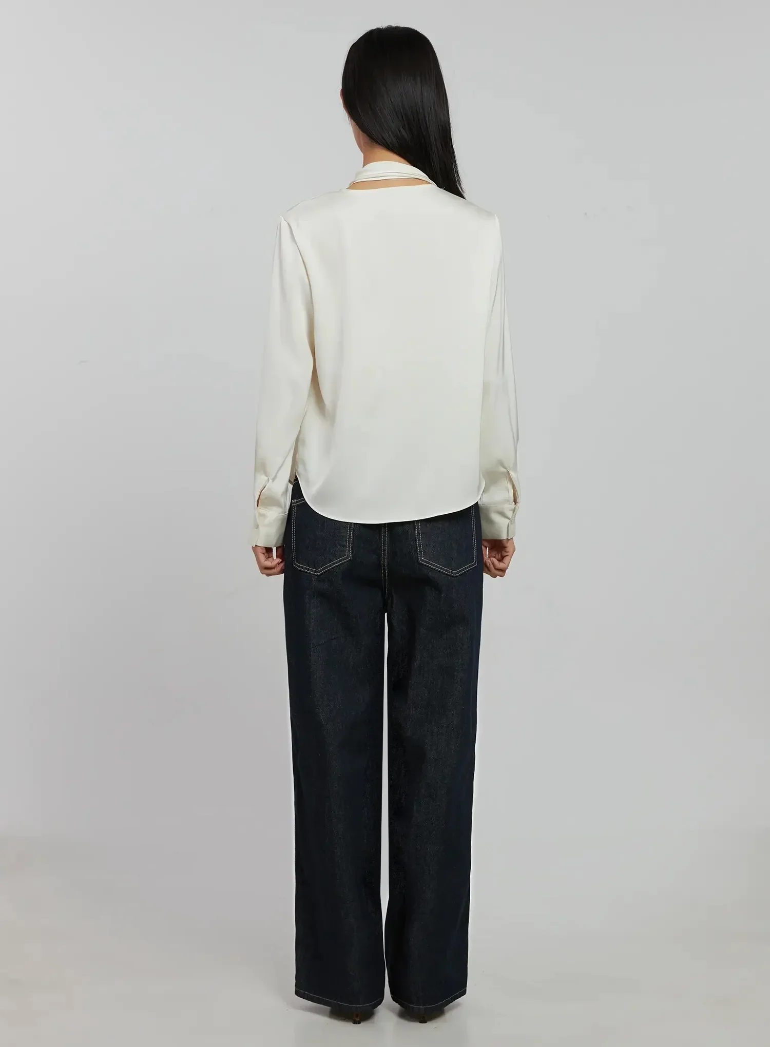 Flowy Neck Tie Blouse IJ509 - Image 7