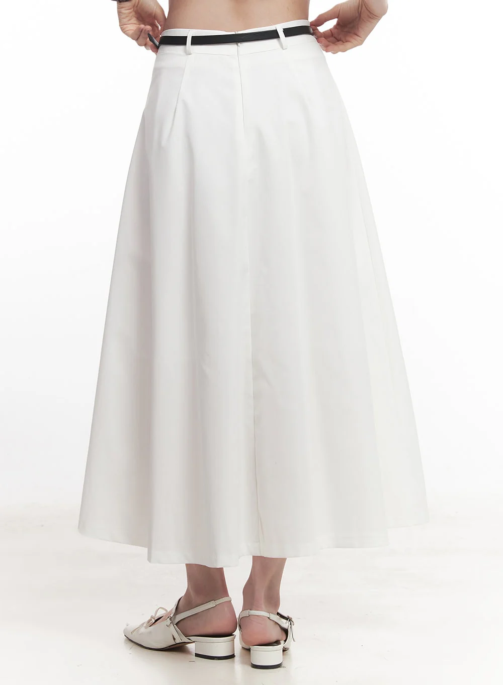 Flowy Pintuck Flare Maxi Skirt with Belt CA501 - Image 7