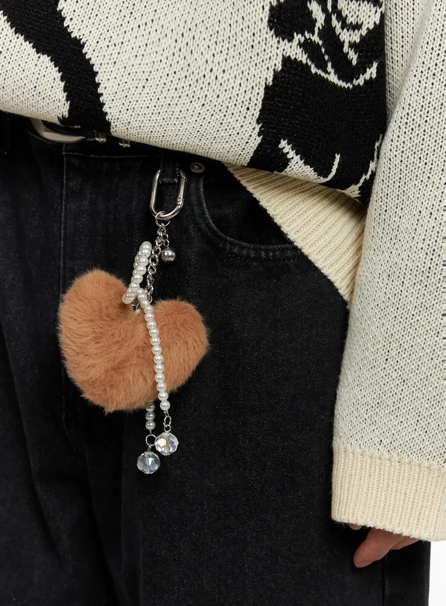 Fluffy Heart Ribbon Charm Keychain IO516 - Image 6