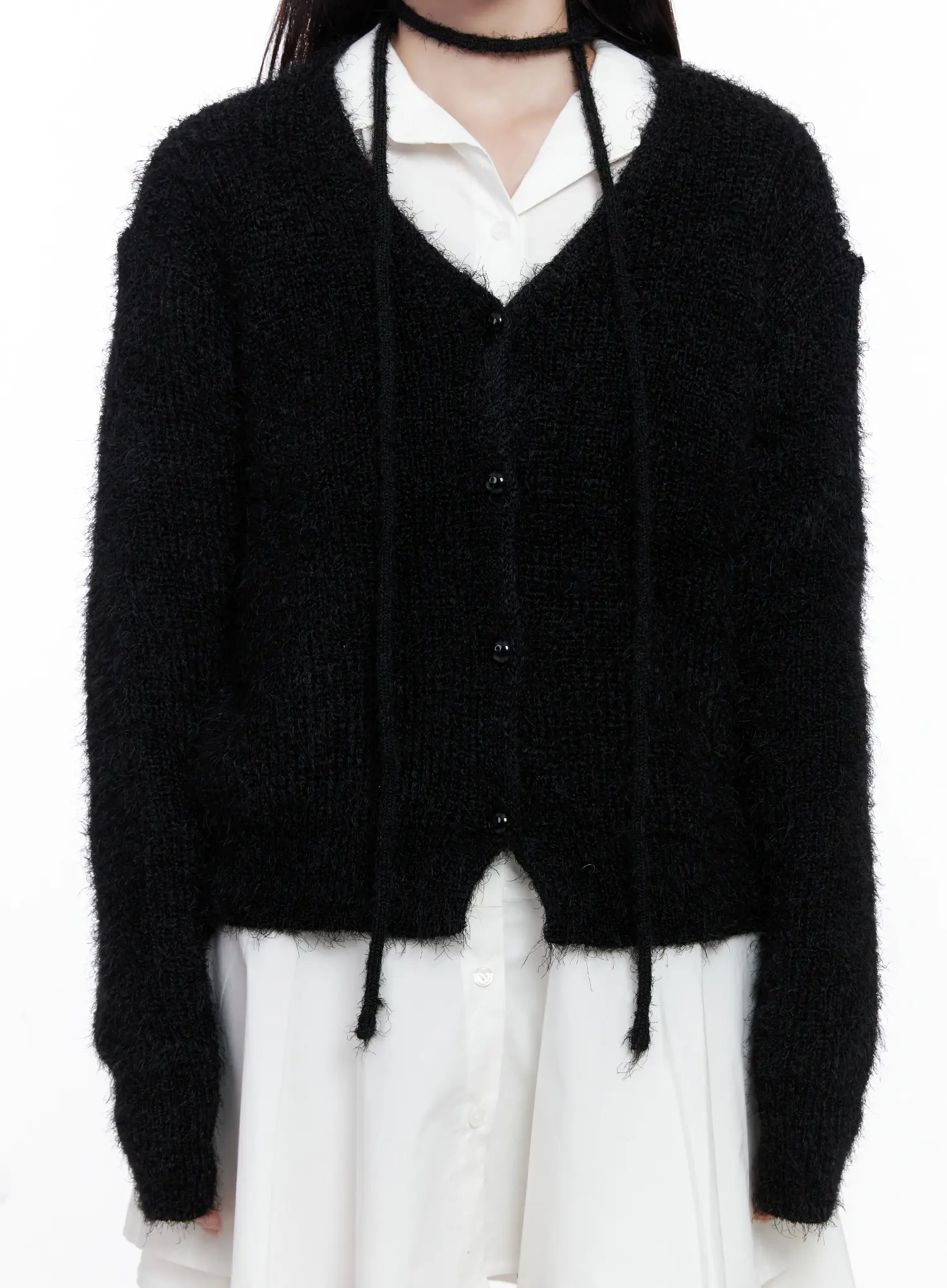 Fluffy Knit Cardigan & Scarf Set CS519 - Image 10