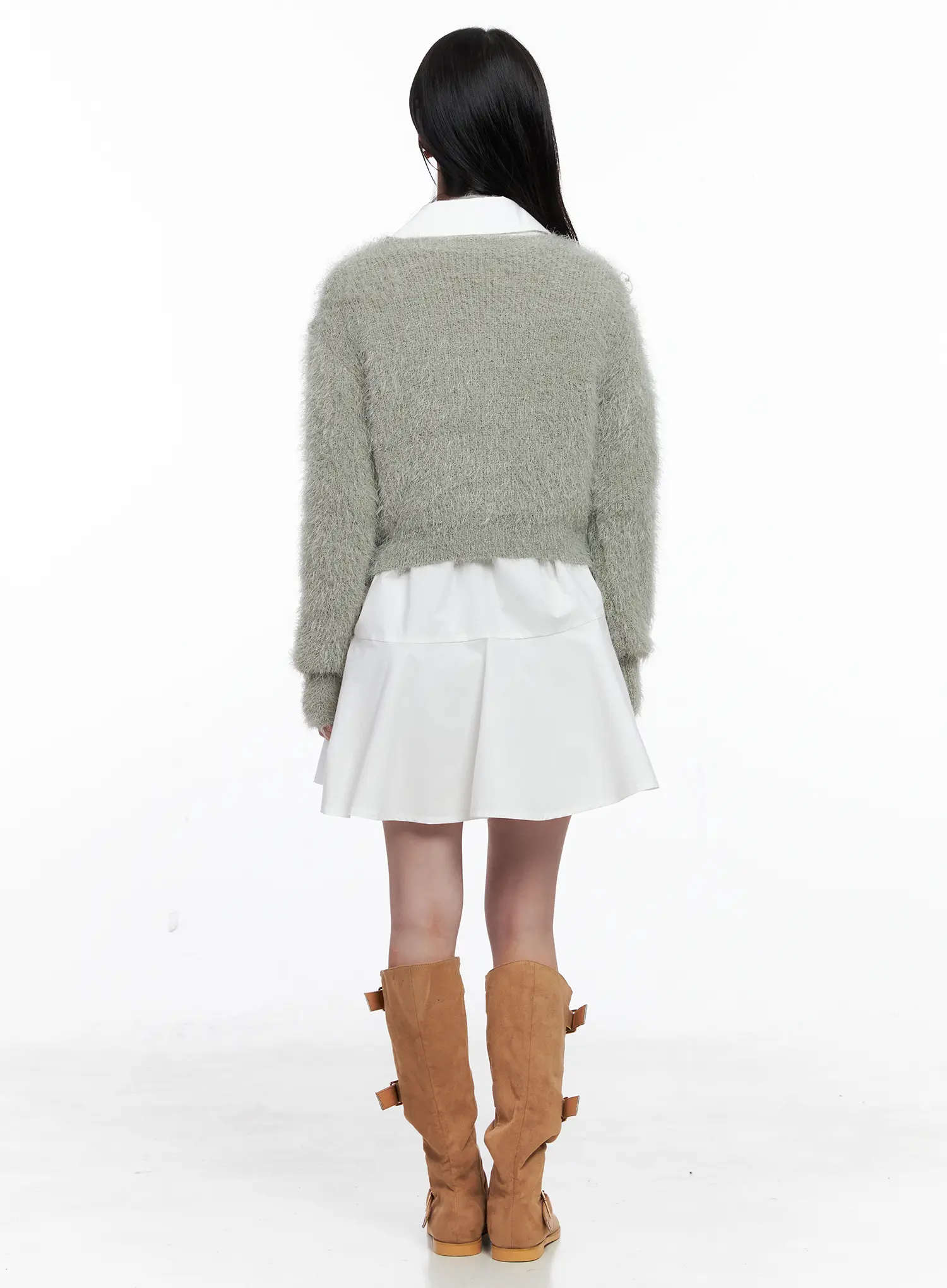 Fluffy Knit Cardigan & Scarf Set CS519 - Image 7