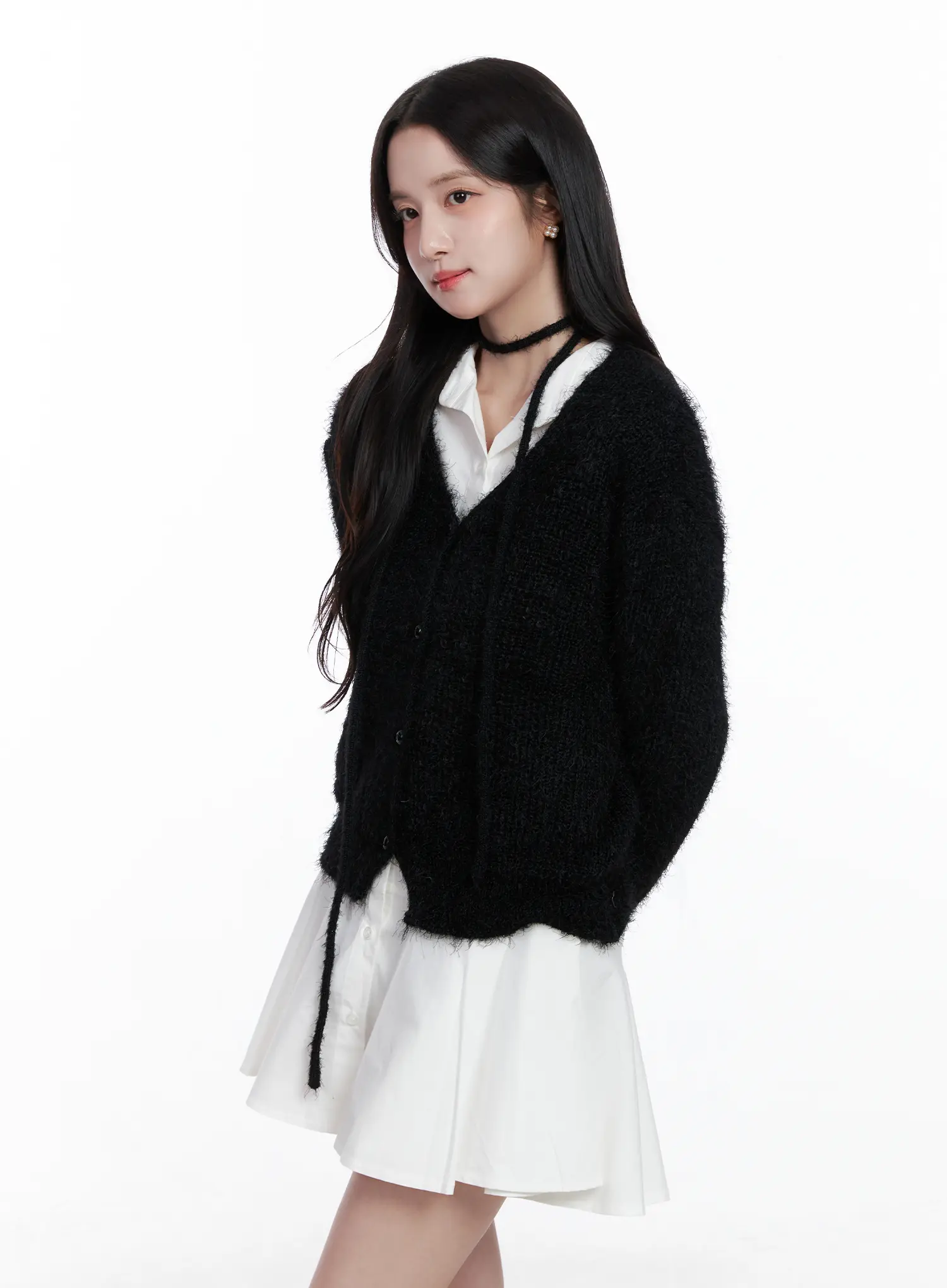 Fluffy Knit Cardigan & Scarf Set CS519 - Image 9