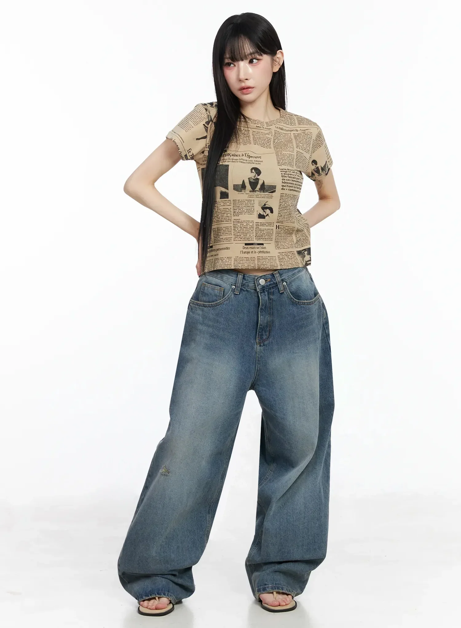 Frankie Distressed Baggy Jeans IY511 - Image 3