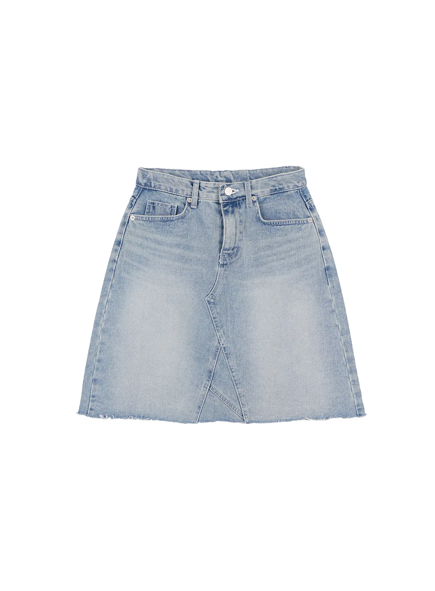 Frayed-Hem Denim Midi Skirt CL529 - Image 12