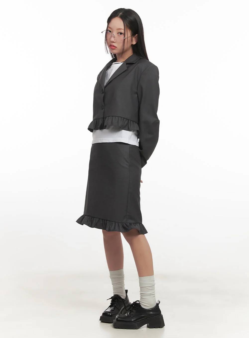 Frill Collared Crop Blazer CF526 - Image 4