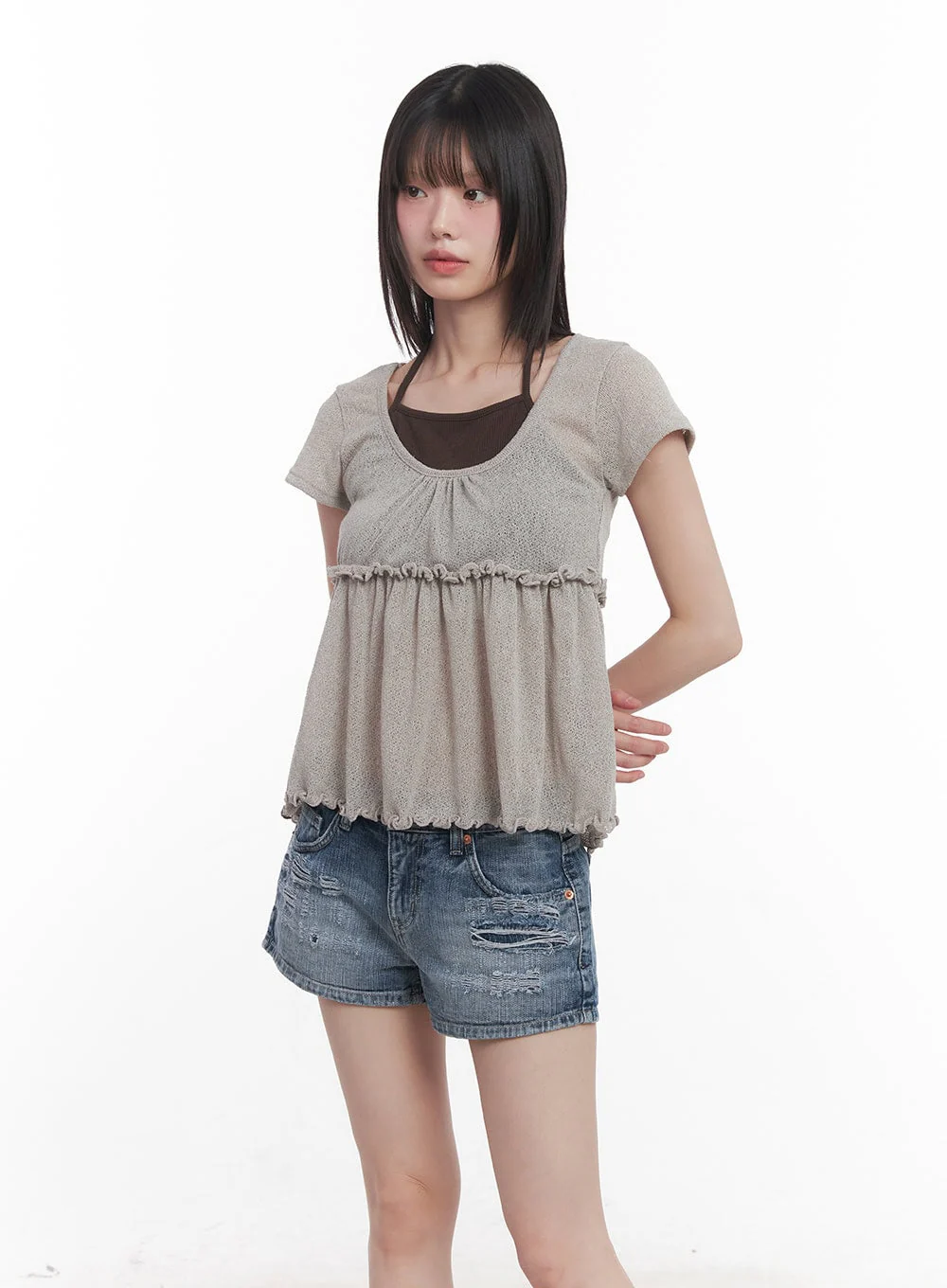 Frill Half-Sleeve Blouse CU506 - Image 9