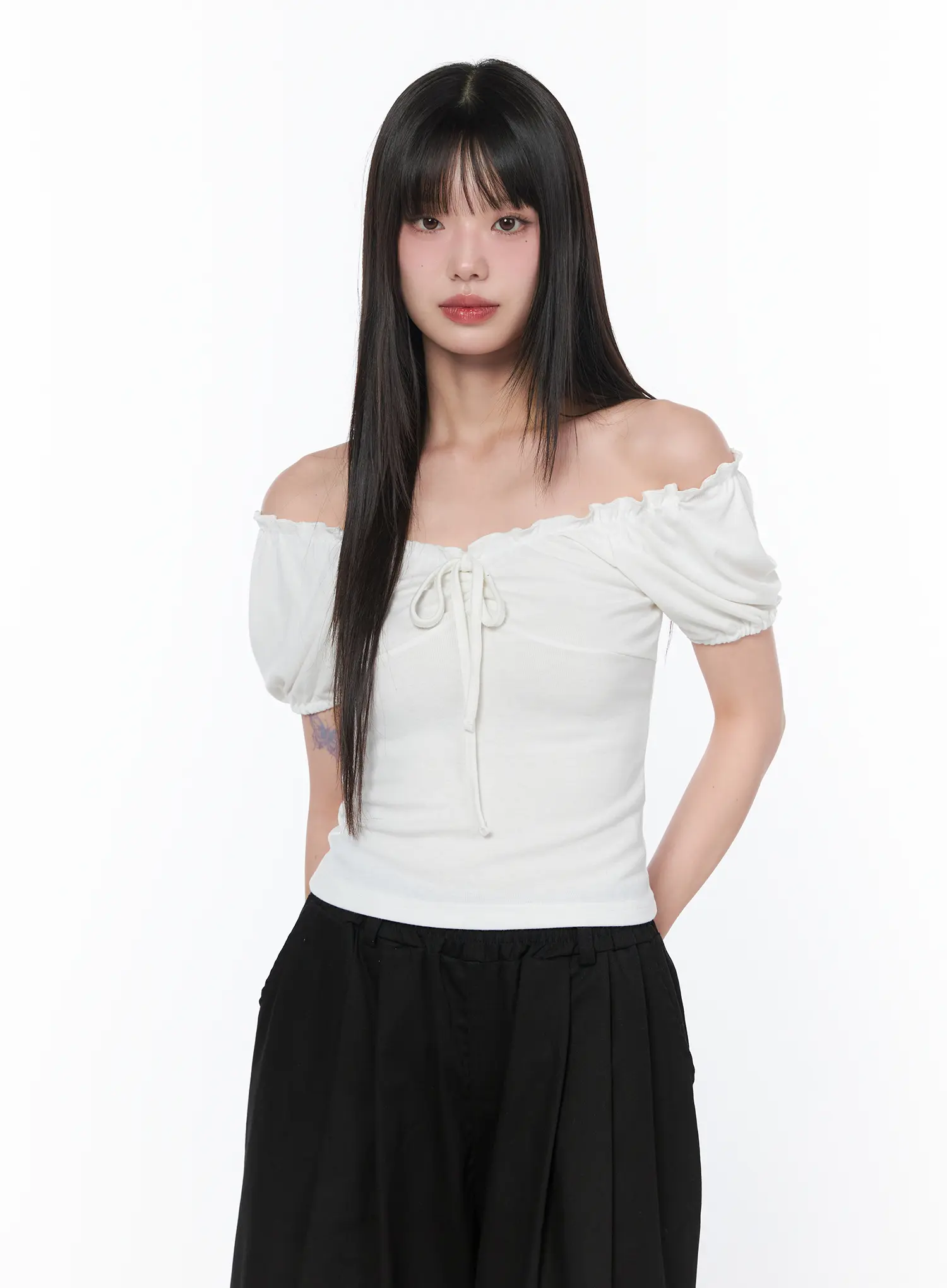 Frill Trim Puff Sleeve Blouse CA528 - Image 3