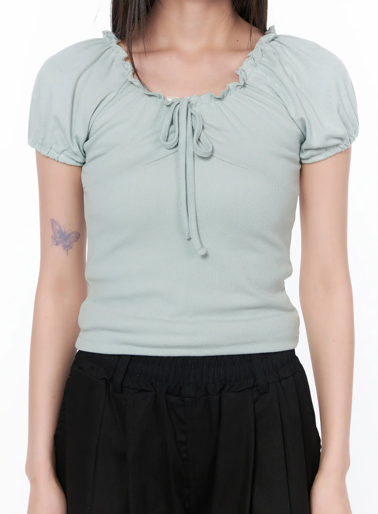 Frill Trim Puff Sleeve Blouse CA528 - Image 4