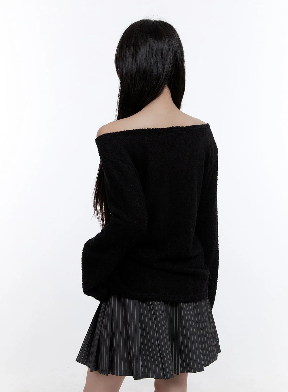 Fuzy Soft Off Shoulder Long Sleeve Top CO418 - Image 8
