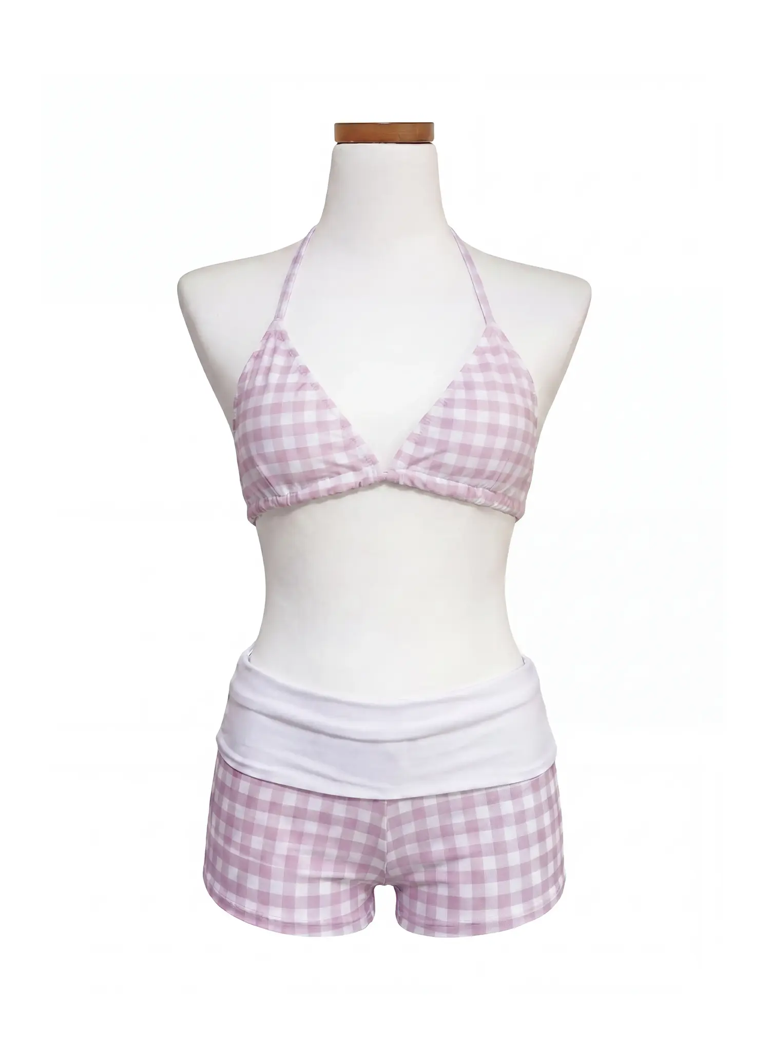 Gingham Foldover Short Bikini Set IY514