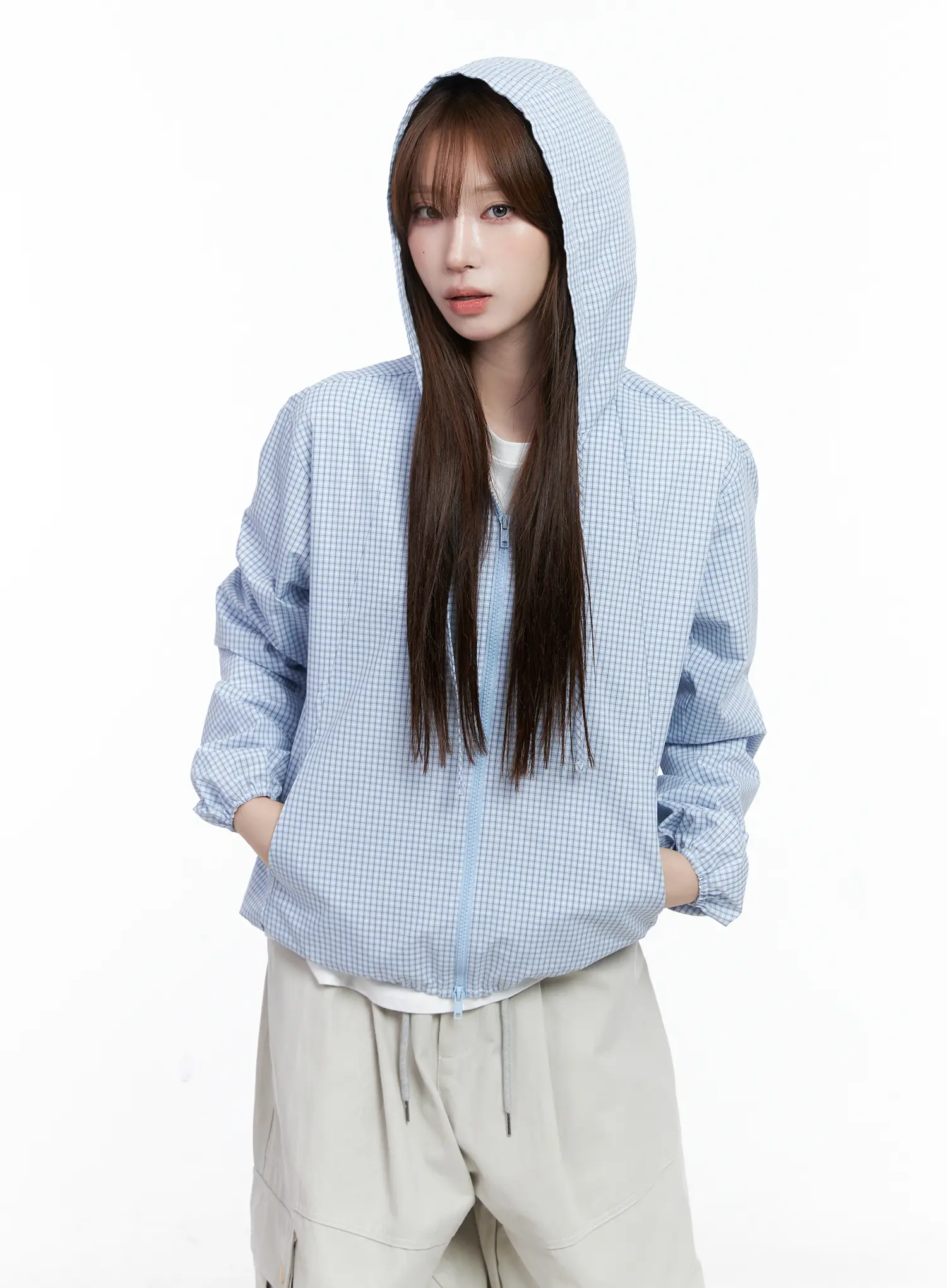 Gingham Lightweight Windbreaker Jacket CG529 - Image 2