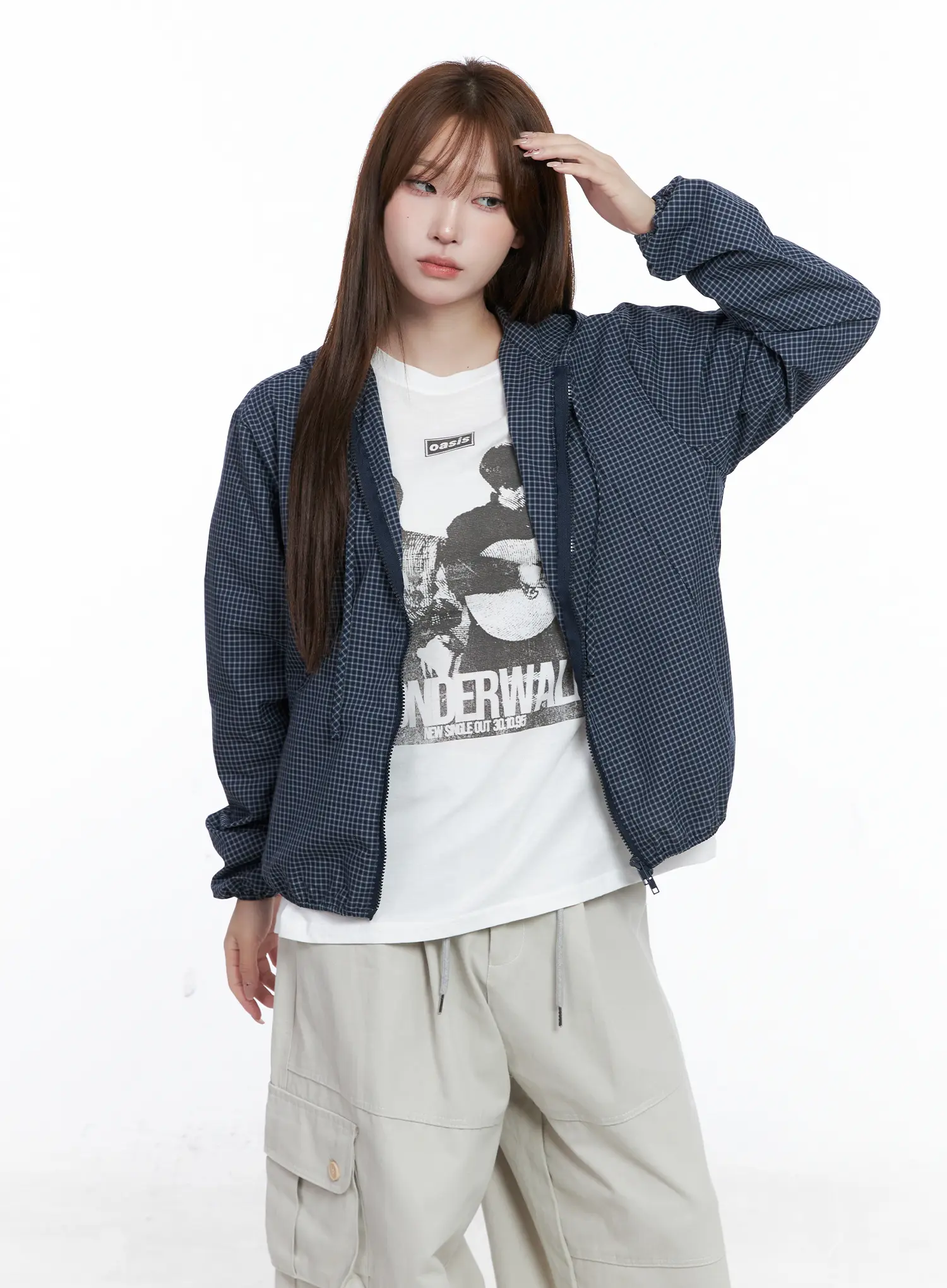 Gingham Lightweight Windbreaker Jacket CG529 - Image 9