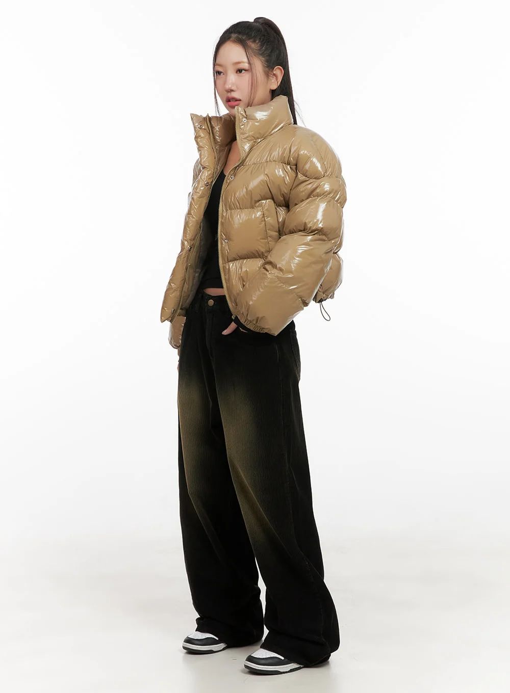 Glossy Cropped Puffer Jacket CD416 - Image 2