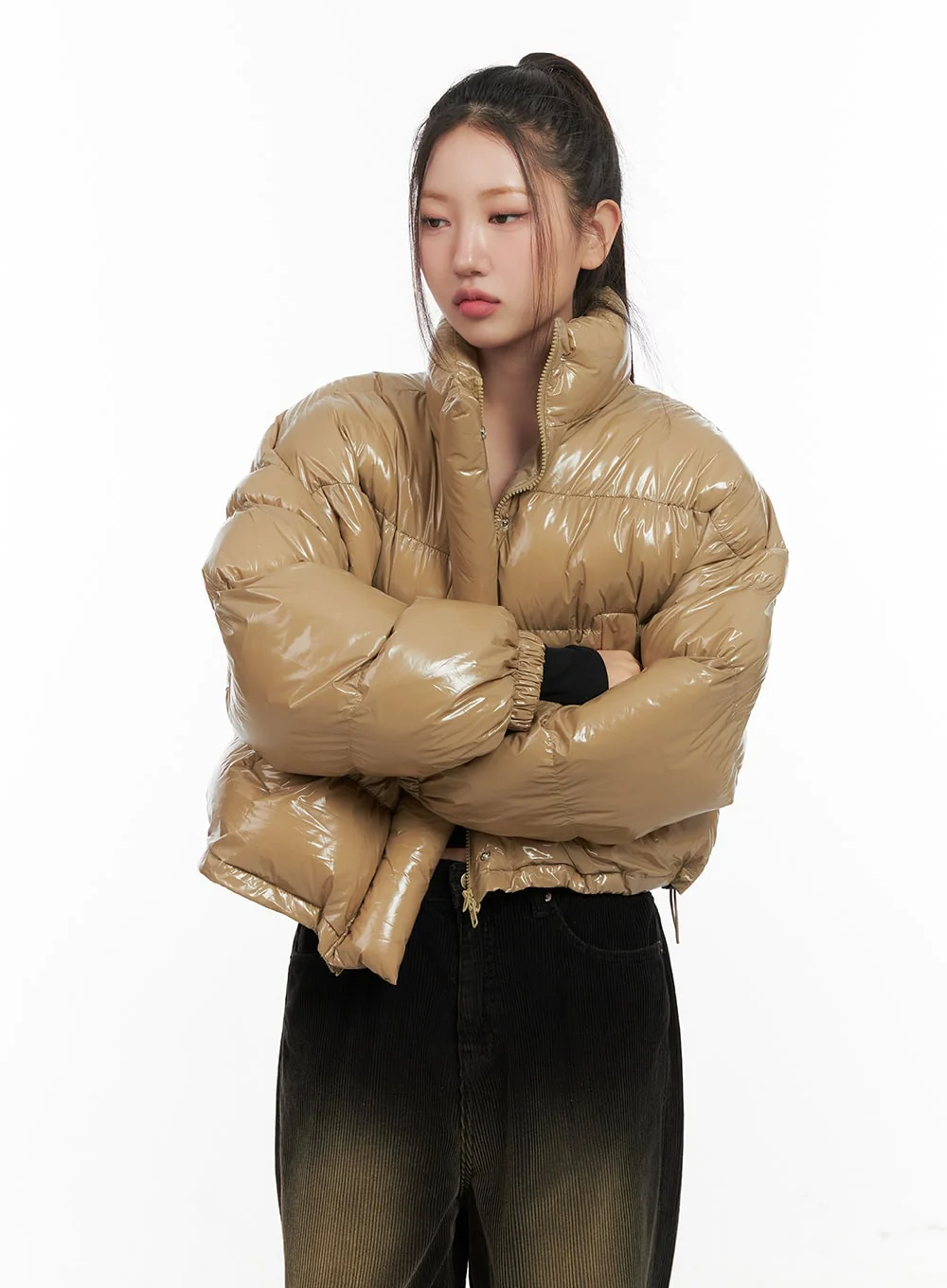 Glossy Cropped Puffer Jacket CD416 - Image 7