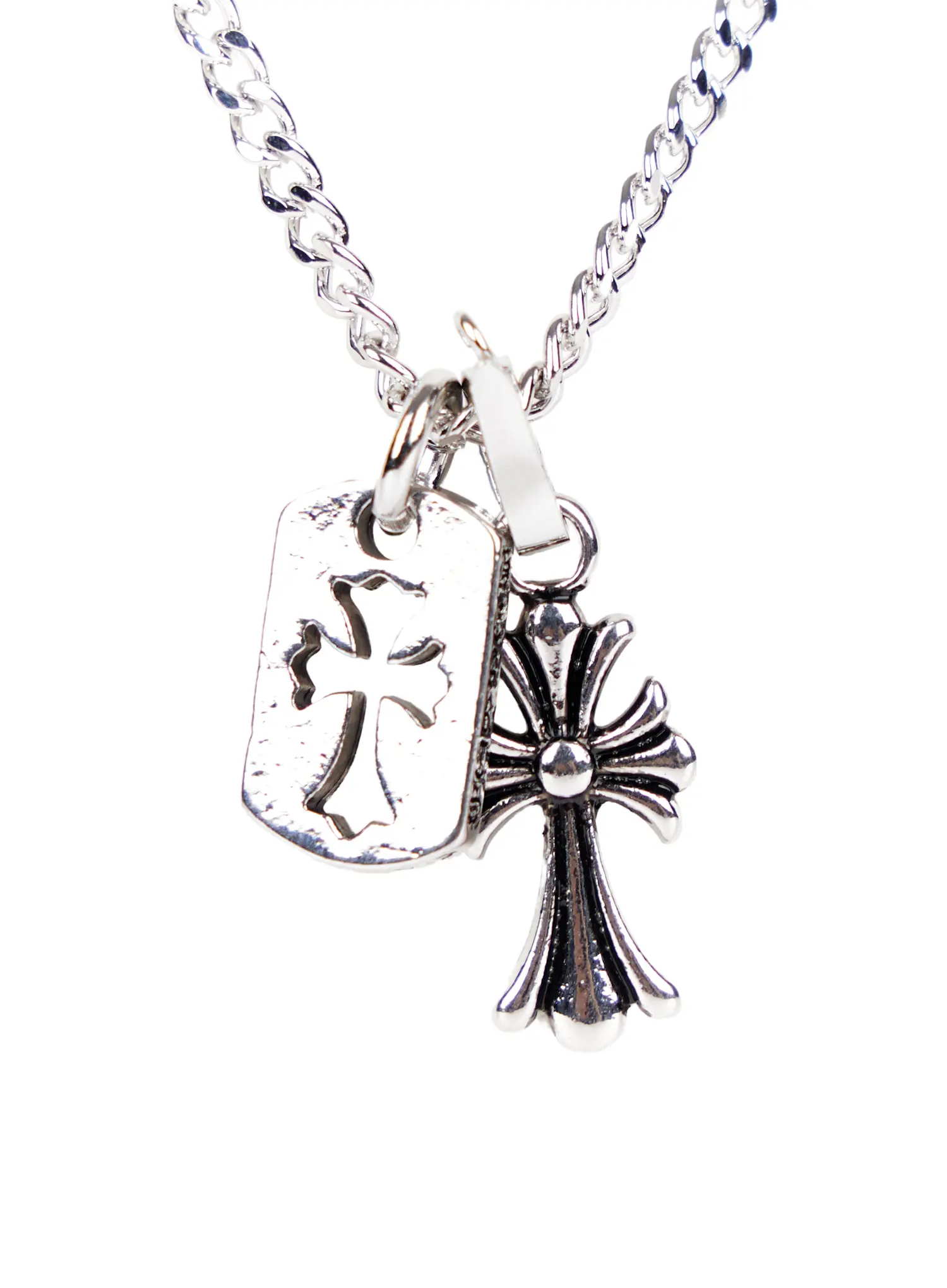 Gothic Double Cross Safety Pin Necklace CA527 - Image 3