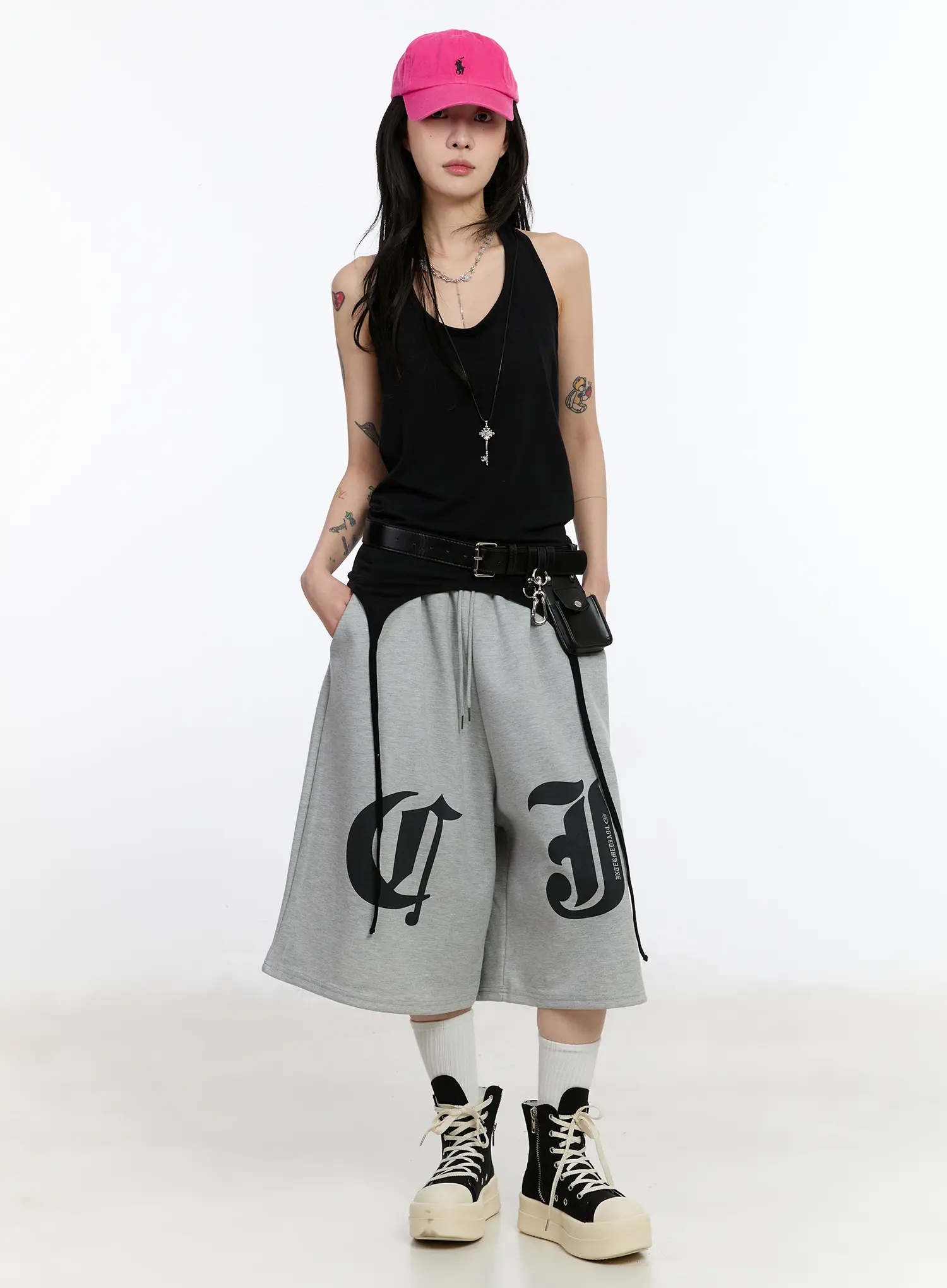 Gothic Lettering Oversized Shorts CA506 - Image 8