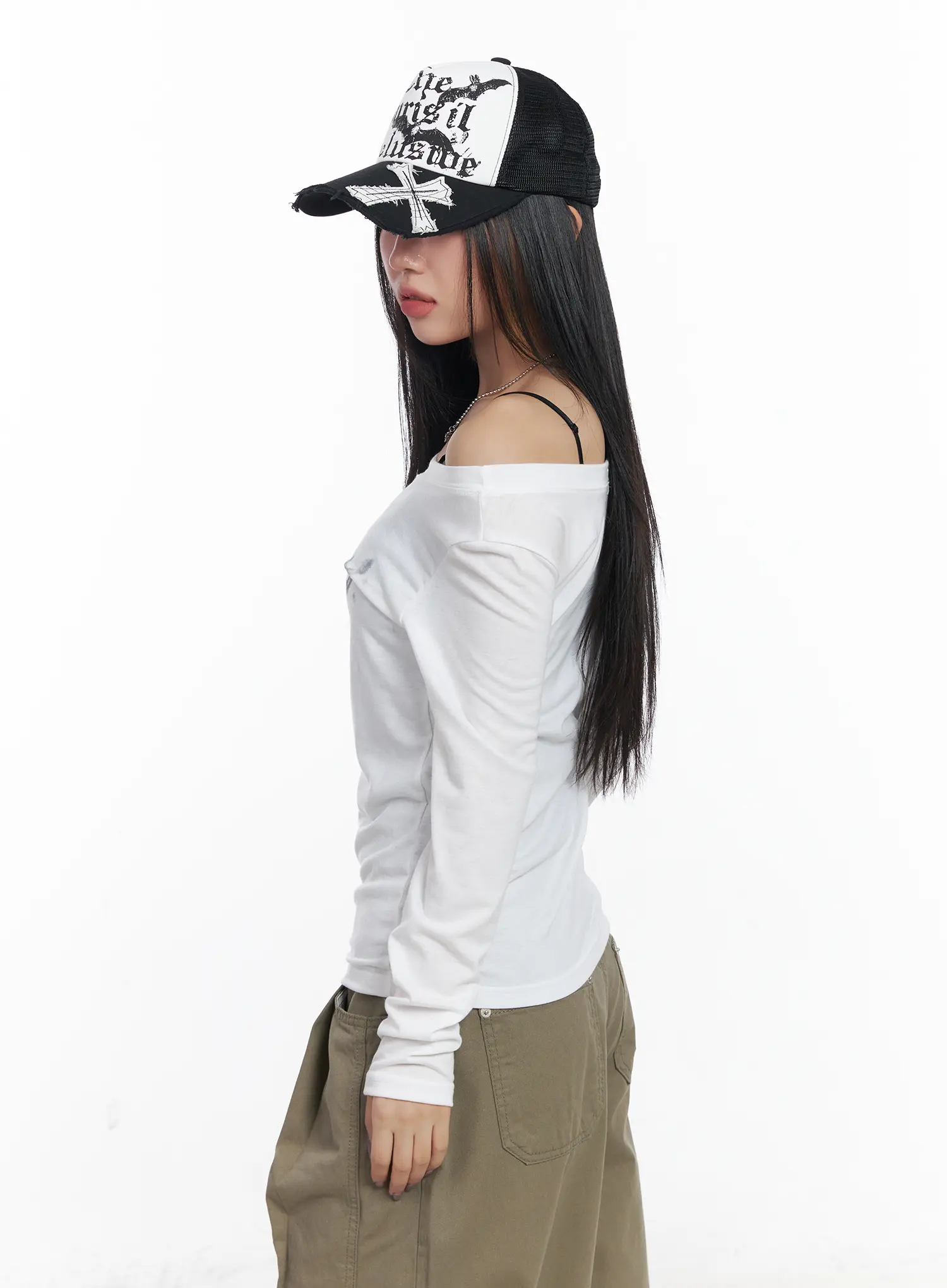 Graphic One-Shoulder Long Sleeve Top CJ530 - Image 6