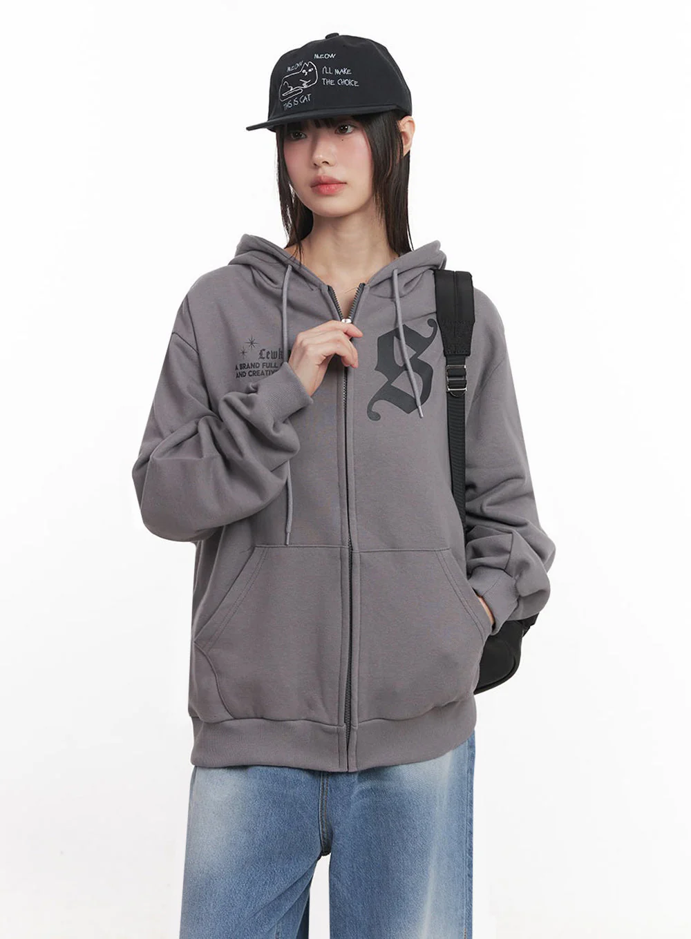 Graphic Oversize Zip-Up Hooded Jacket IM528 - Image 16