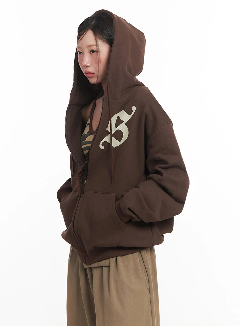 Graphic Oversize Zip-Up Hooded Jacket IM528 - Image 7