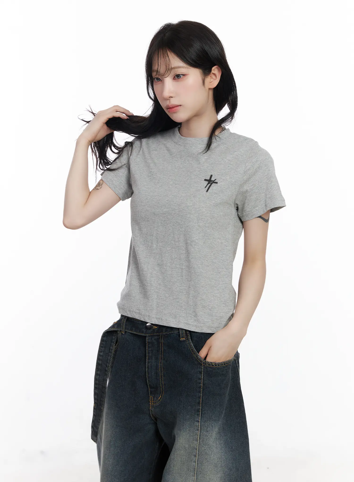 Graphic Print Crop Tee CJ527 - Image 9