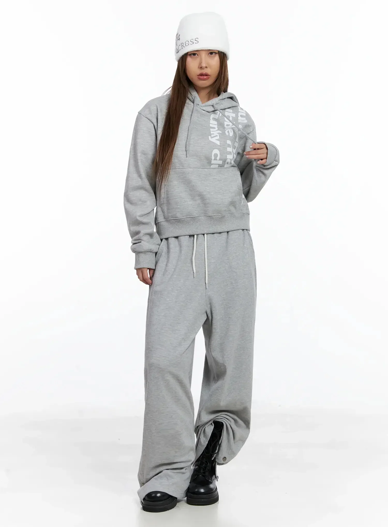 Graphic Print Fleece Cropped Hoodie IN528 - Image 12